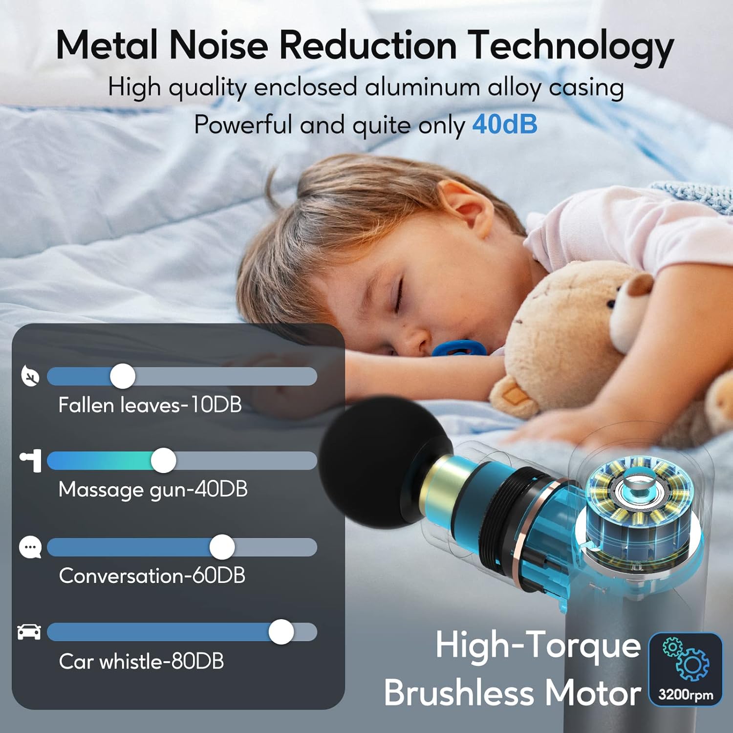 arboleaf Massage Gun Deep Tissue, Balance of Power & Portability Full-Metal Percussion Massager with Silent Brushless Motor - Ultra-Quiet Pocket-Sized for Athletes Back Pain Relief Home Office Travel - Image 6