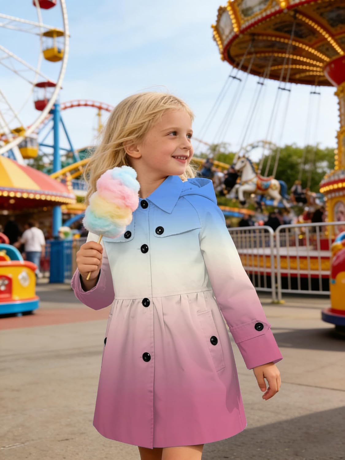 Betusline Girl's Rain Jackets Lightweight Waterproof Hooded Trench Coat Raincoats for Kids,2-14 Years - Image 2