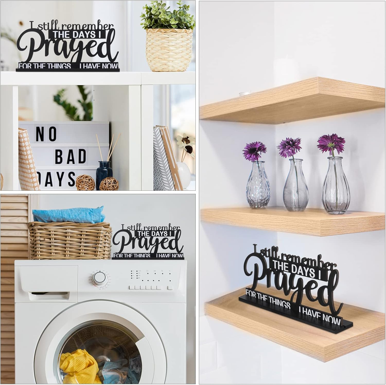 Jetec I Still Remember The Days I Prayed Sign Inspirational Table Blessed Signs Motivational Decor Farmhouse Table Home Centerpieces Faith Wooden Shelf for Living Room Office(Classic Style) - Image 5