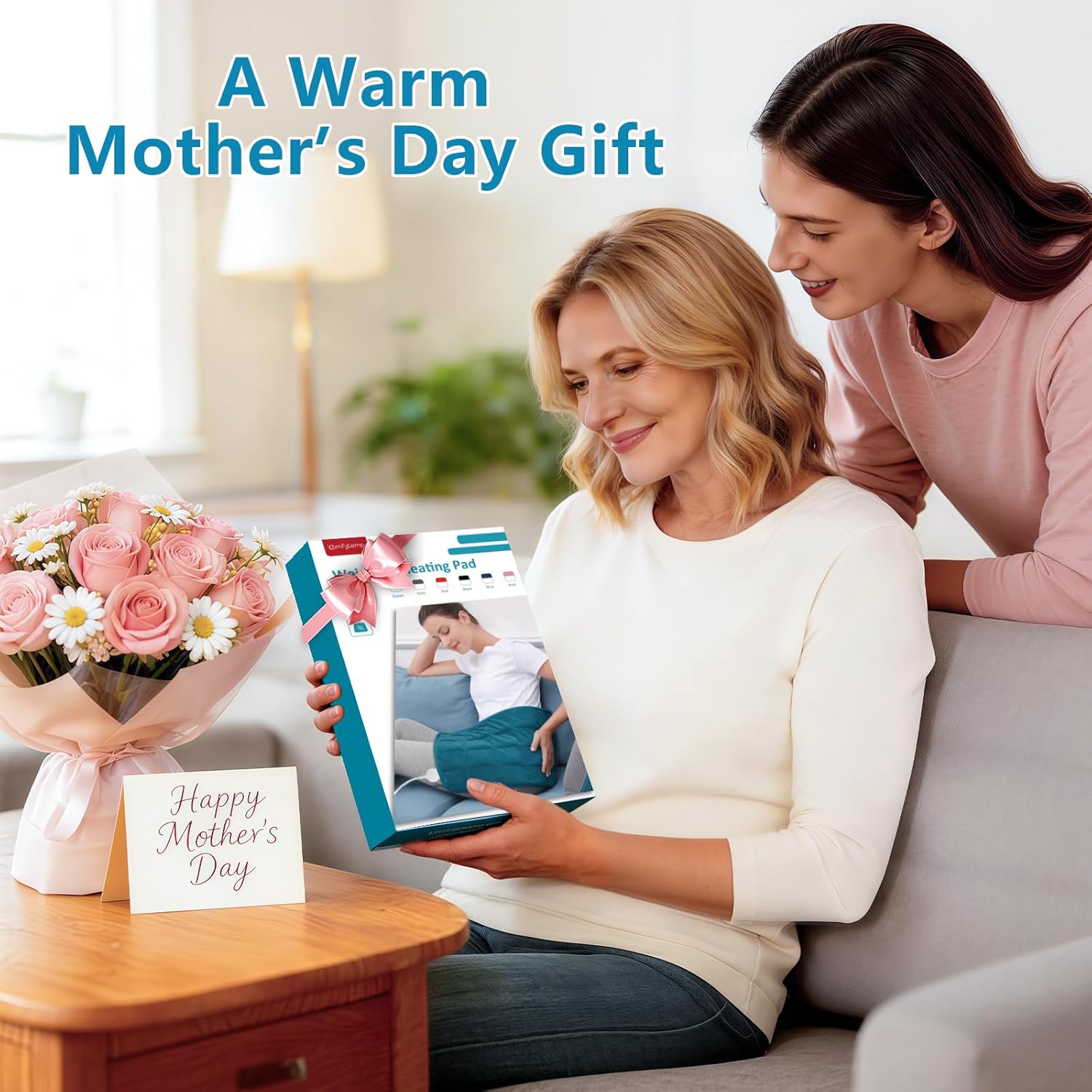 Comfytemp Weighted Heating Pad for Back & Period, FSA Eligible Electric Heat Pad, Birthday Gifts for Women Men Mom Dad & Mother Day Gift, 2.2 lb HSA Neck Shoulder Heated Pad, 2H Auto-Off, 12x24 - Image 5