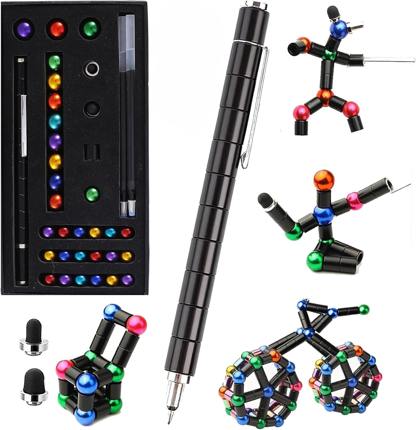 Easter Basket Stuffers for Teens Magnetic Fidget Pen, Decompression Magnetic Toy Pen,Funny Easter Egg Fillers Classroom Gifts for Boys Girls, Kids Novelty Gadget Gift, Birthday Gift (Big Black)