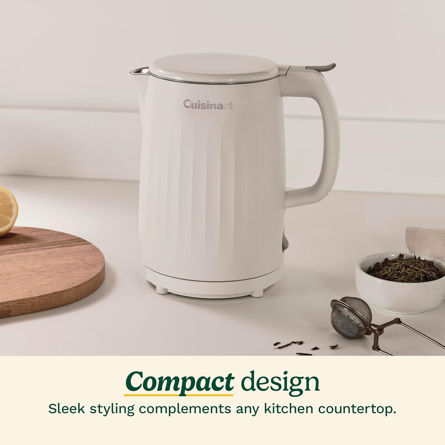 Cuisinart Soho 1-Liter Double Wall Electric Hot Water Kettle, Tea Kettle with Stainless Steel Interior, One Touch Operation to Boil Water for Tea, Hot Cocoa, or Instant Oatmeal, CK-10TR, Truffle - Image 5