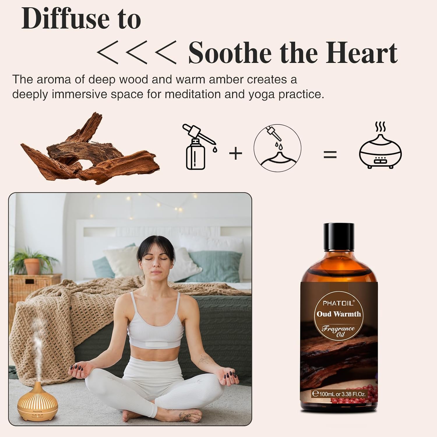 PHATOIL 3.38FL.OZ Oud Warmth Fragrance Oils for Aromatherapy, Essential Oils for Diffusers for Home, Perfect for Diffuser, Yoga, Skin Care, DIY Candle and Soap Making - 100ml - Image 5