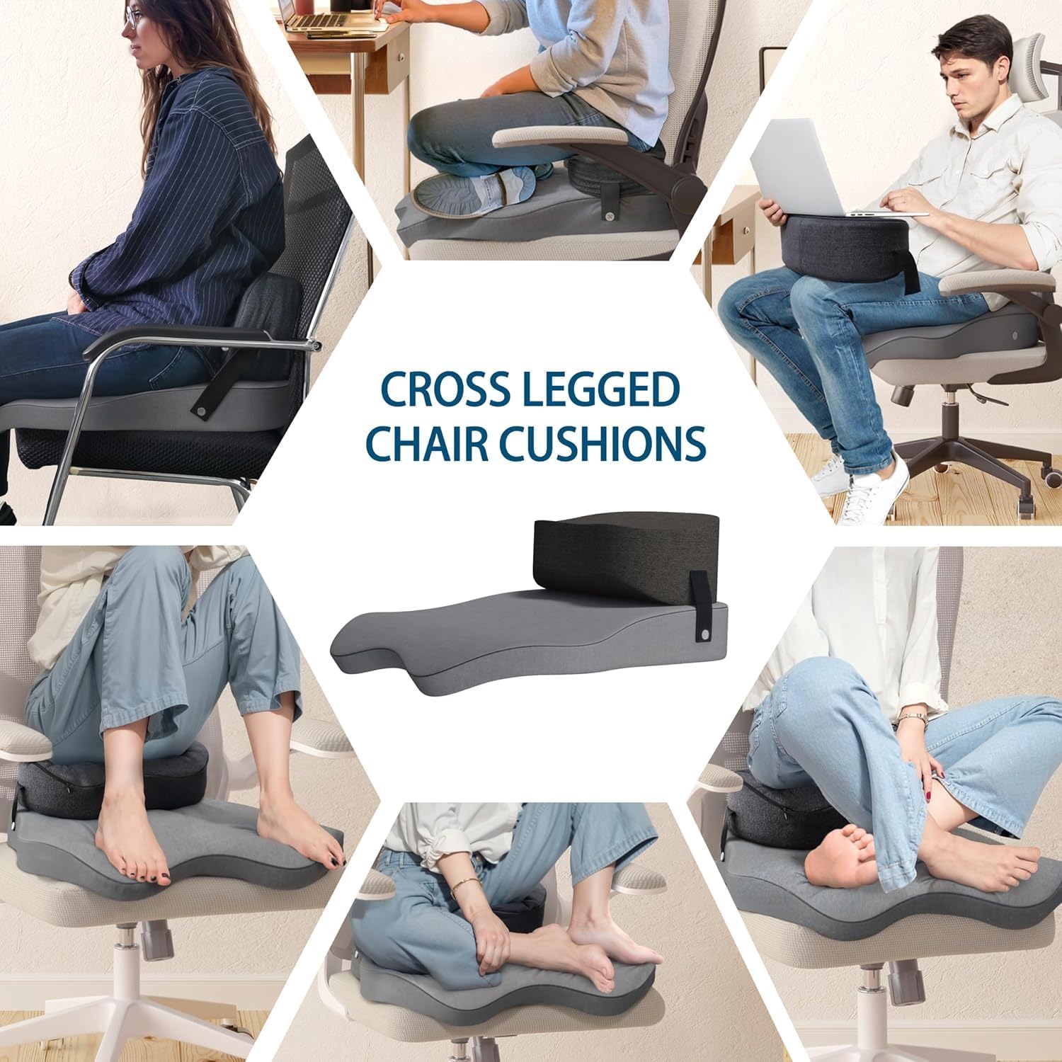 Seat Cushion for Office Chairs - Cross Legged Yoga Meditation Cushion Floor Pillows Yoga Enthusiasts Chair Cushion for Adults Long Sitting, Detachable of 2 PCS - Image 8