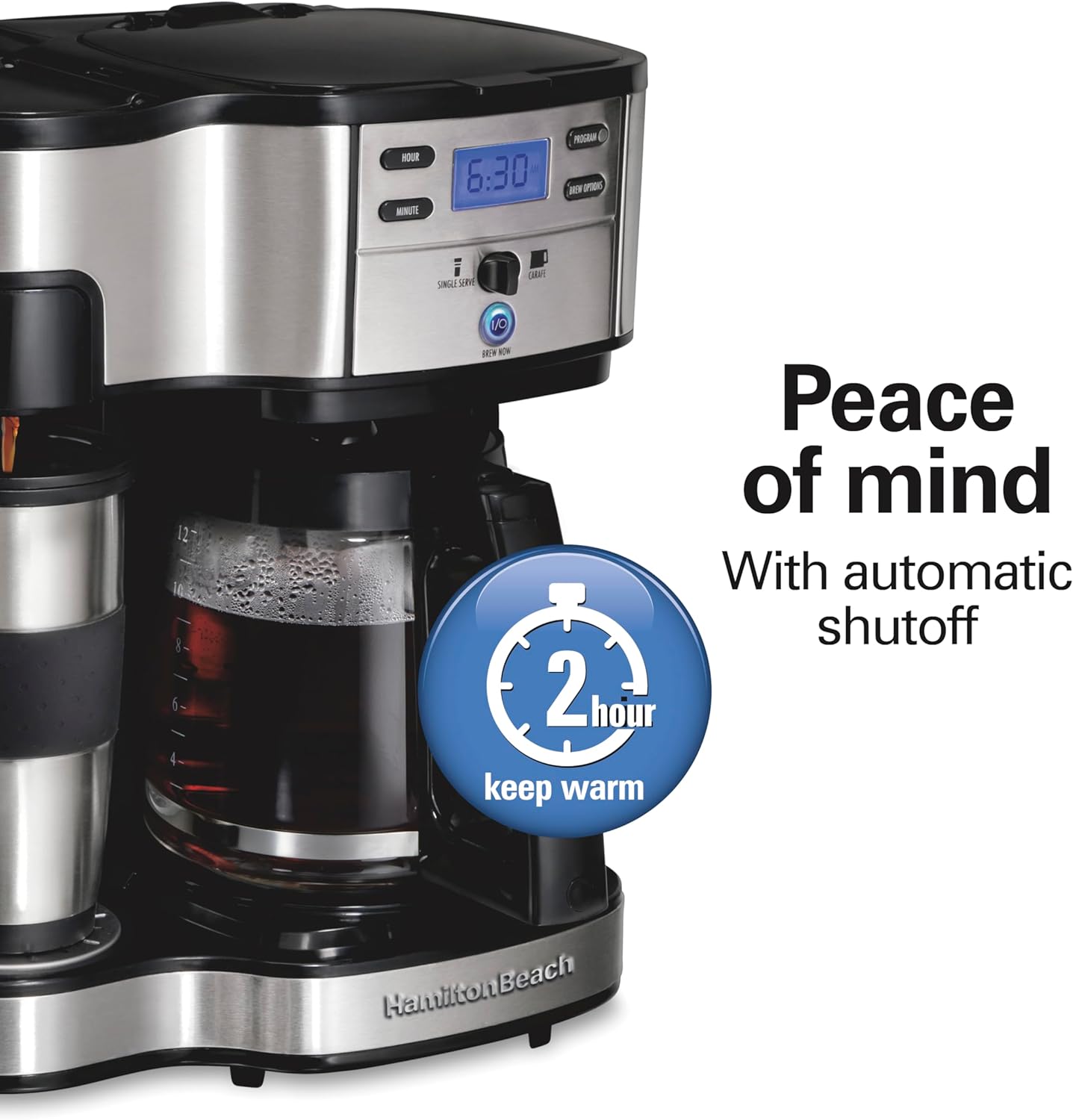 Hamilton Beach 2-Way Programmable Coffee Maker, 12 Cup Glass Carafe And Single Serve Coffee Maker, Black with Stainless Steel Accents, 49980RG - Image 5