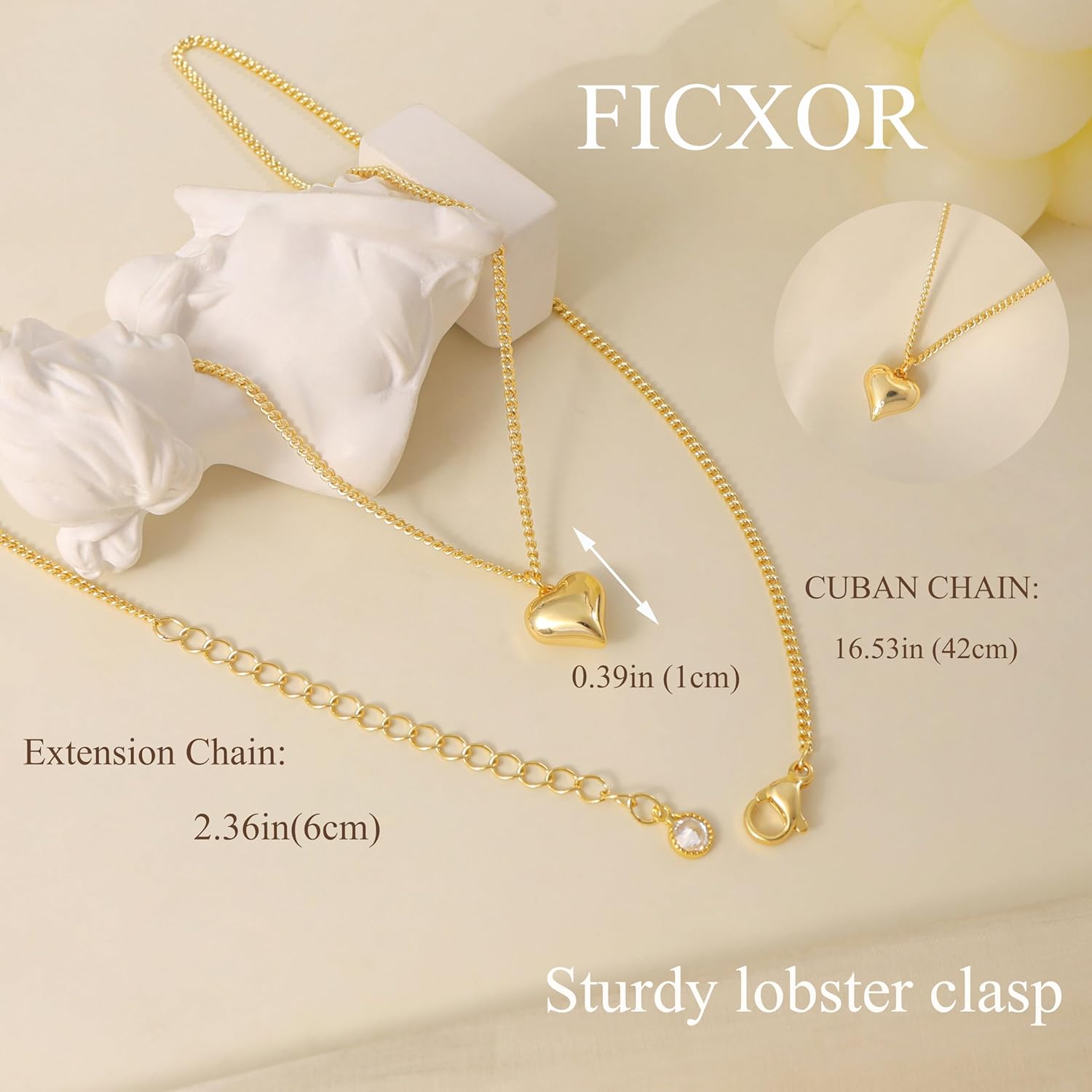 Heart Necklaces for Women Trendy,Dainty 14k Gold Plated Heart Pendant Necklace Simple Gold Cuban Satellite Necklace Chains Small Cute Love Charms Necklaces for Women Minimalist Jewelry Birthday Gifts - Image 3