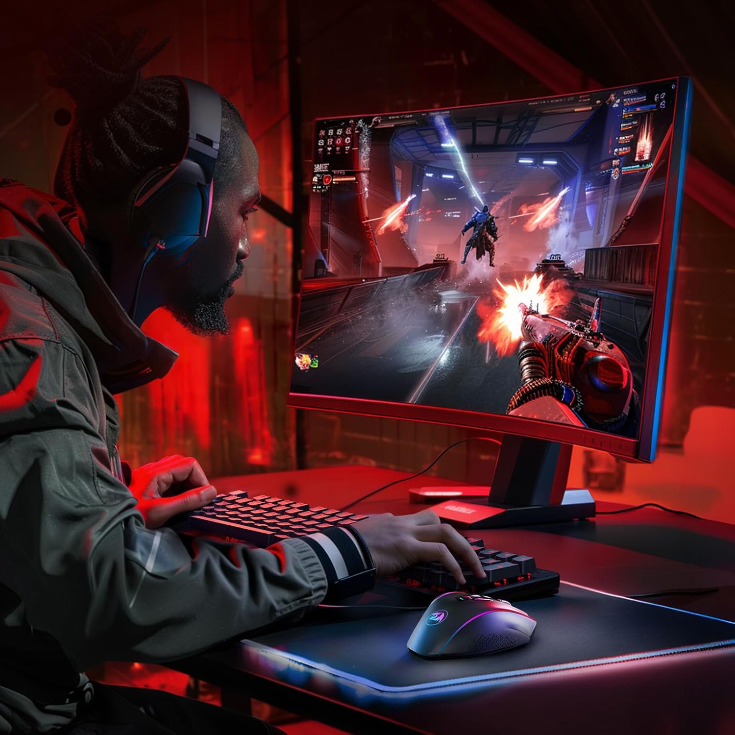 Redragon Wireless Gaming Mouse, MMO Gaming Mouse UP 16,000 DPI, 16 Macro Programmable Buttons, RGB Rechargeable with 12 Side Buttons, 70Hrs for PC Laptop MOBA FPS, M901P-KS - Image 8