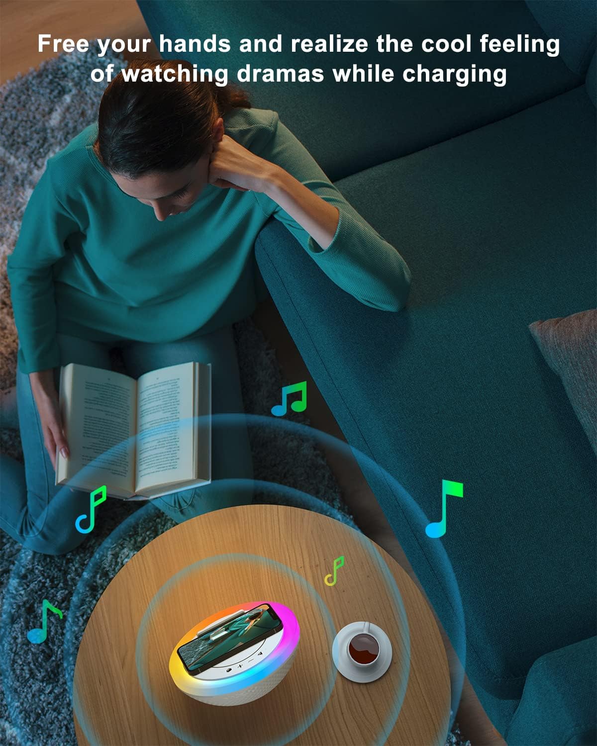 SIDVAR Bluetooth Speaker Night Lightsr,Wireless Charging Modern Speaker,Best Teenage Birthday Gift Ideas Tween Girls Gifts - Image 4