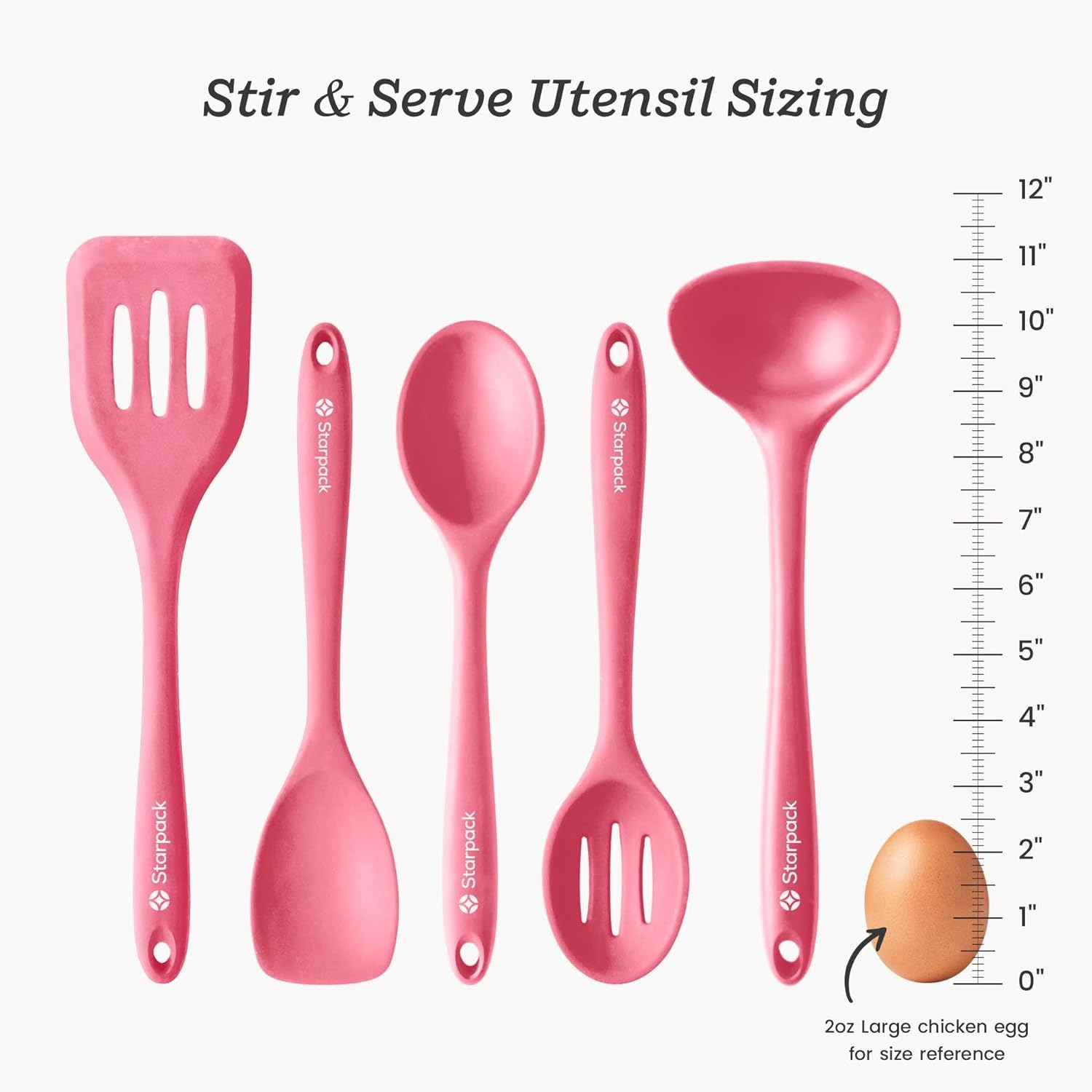 Starpack 'Stir & Serve' Silicone Cooking Utensils Set (5 Pcs) - 10.5" - Kitchen Utensil Set Heat Resistant to 600°F - Kitchen Utensils for Nonstick Cookware - Silicone Utensil Set for Mixing & Cooking - Image 4