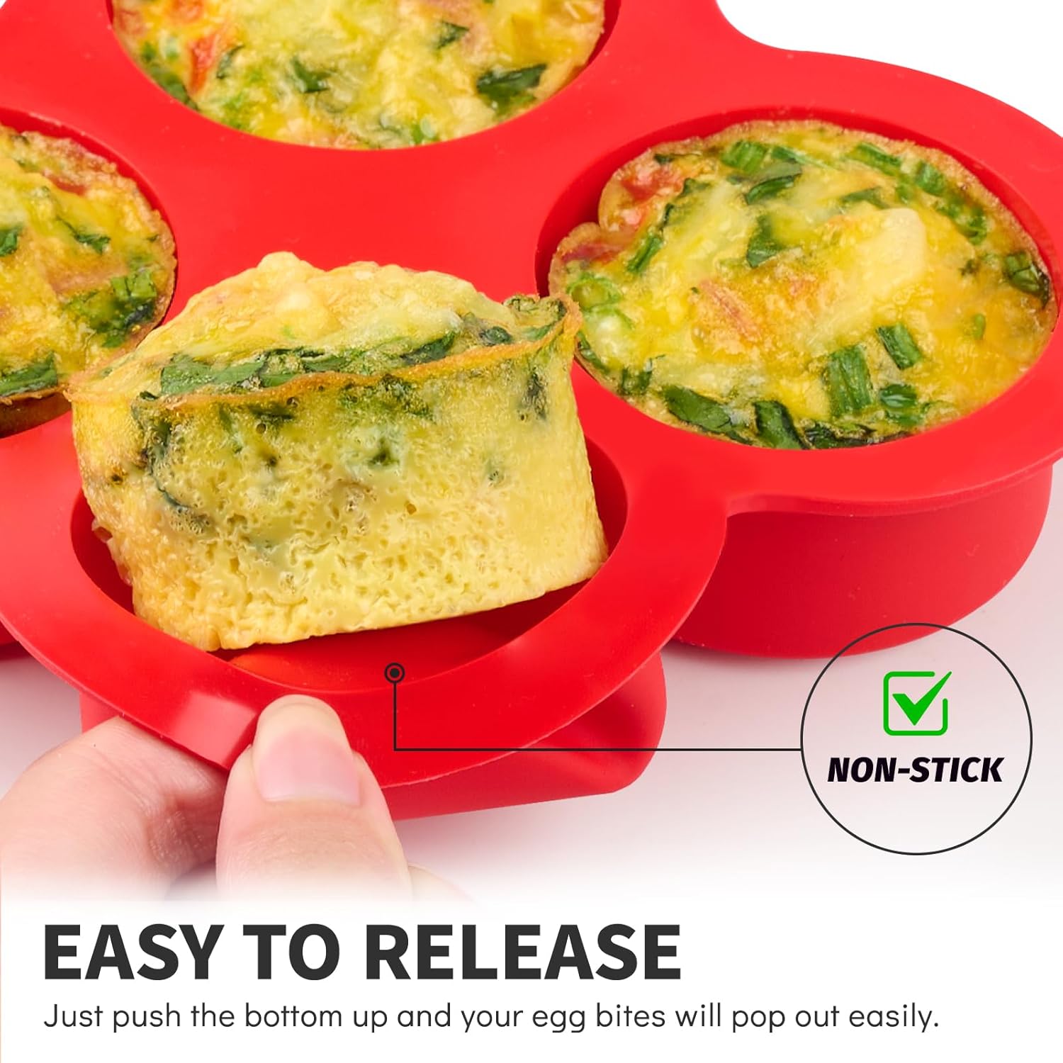 Puyeipt 2 Pack Air Fryer Egg Bite Molds, 4-Cup Mini Round Muffin Pans Silicone Baking Molds for for Oven, Air Fryer and Pot - Image 3