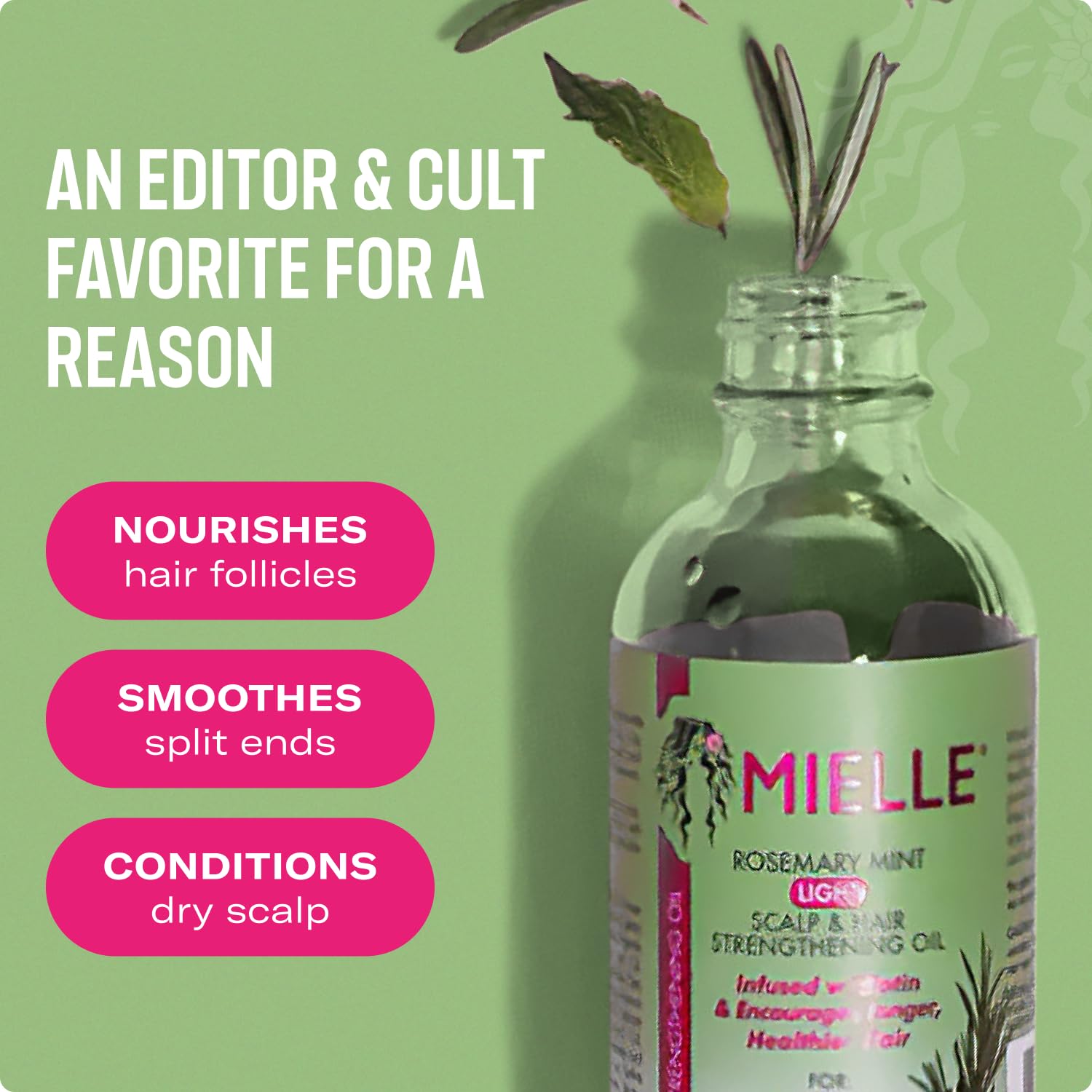 Mielle Organics Rosemary & Mint Light Hair Oil, Split Ends & Dry Scalp Treatment - Infused with Biotin & Essential Oils for Strengthening, Soothing, Moisturizing & Encouraging Longer Hair (2 Oz) - Image 3