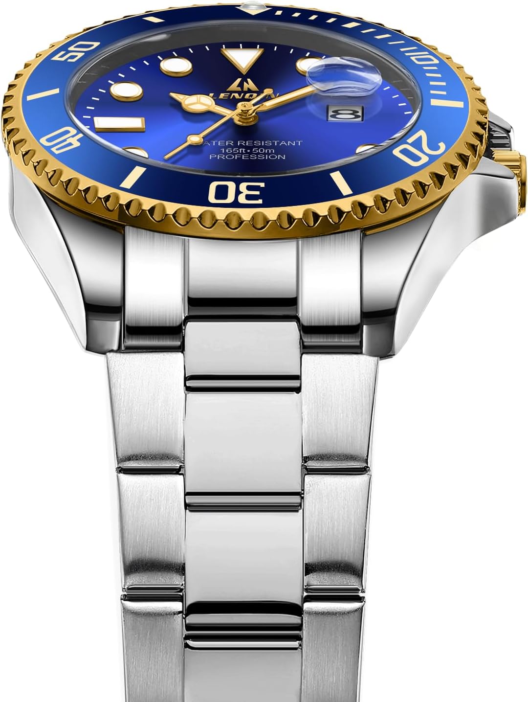 LN LENQIN Mens Watches Stainless Steel Waterproof Analog Quartz Watch for Men with Date Luminous Fashion Wristwatch - Image 3