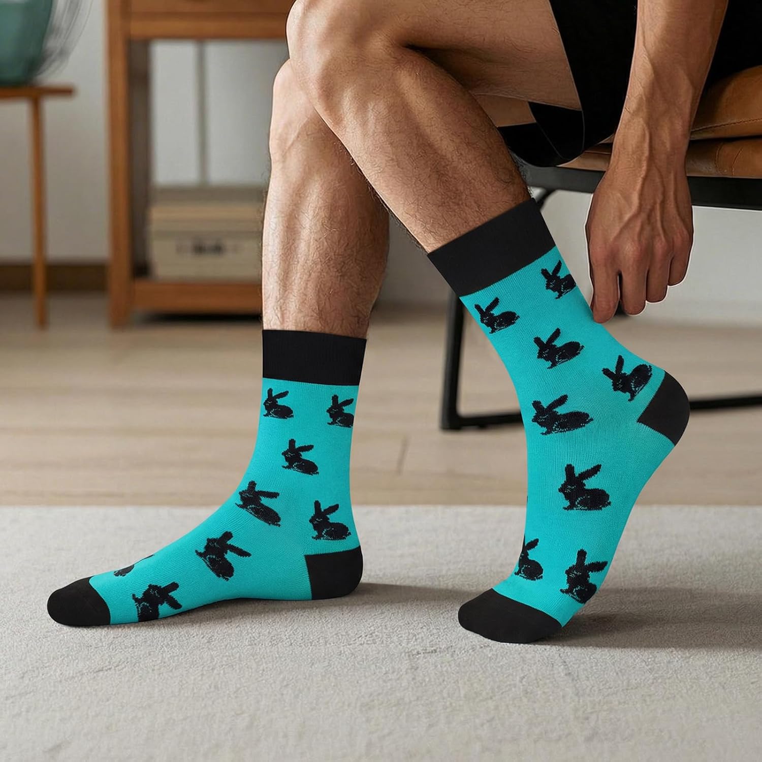 Happy Easter Eggs Bunny Socks for Men Women Teen Boys Kids- Easter Gifts Funny Novelty Crazy Silly Cool Fun Socks - Image 3