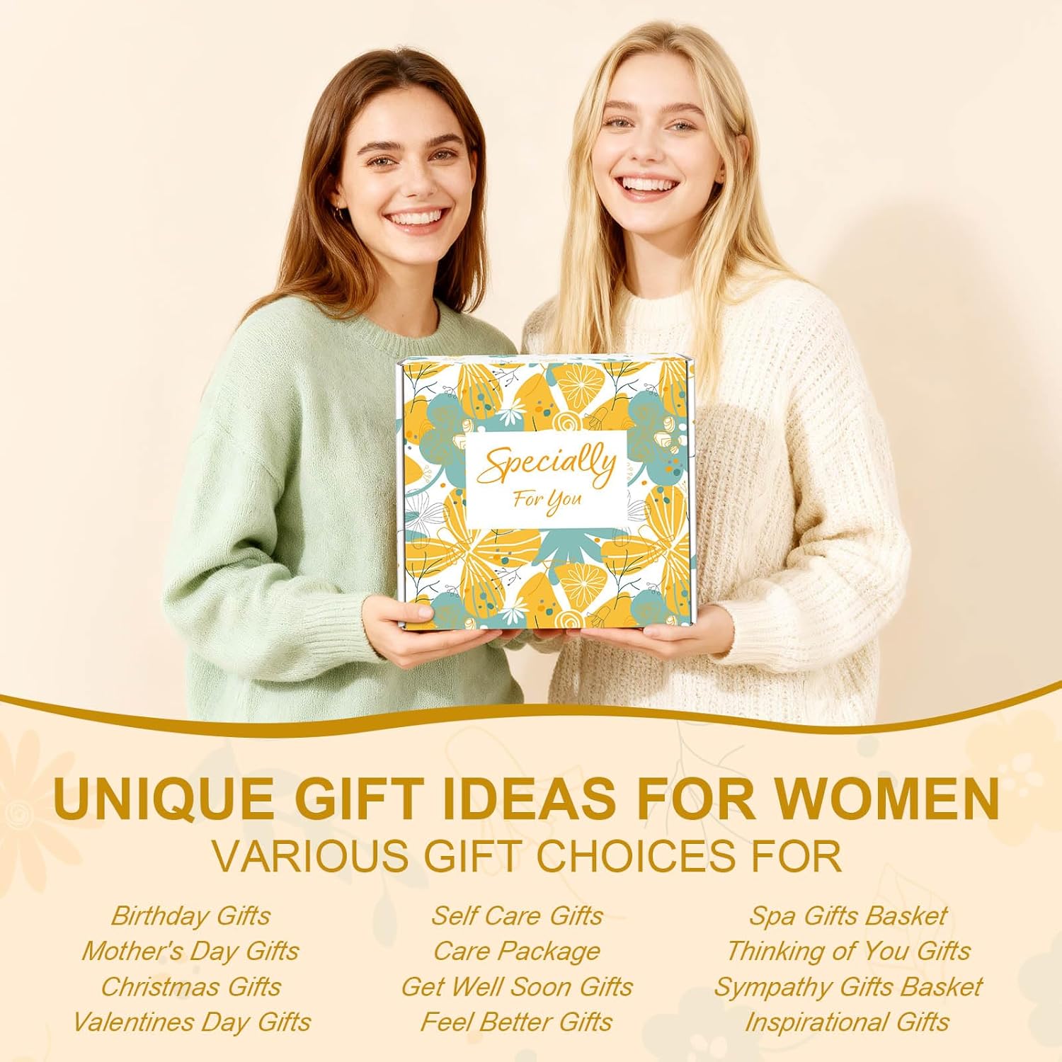 Self Care Gifts for Women Gift Baskets,Sending Sunshine Thinking of You Care Package Spa Gift Sets, Birthday Christmas Gifts for Women Best Friends Mom Sister Wife Grandma Her - Ivory - Image 4