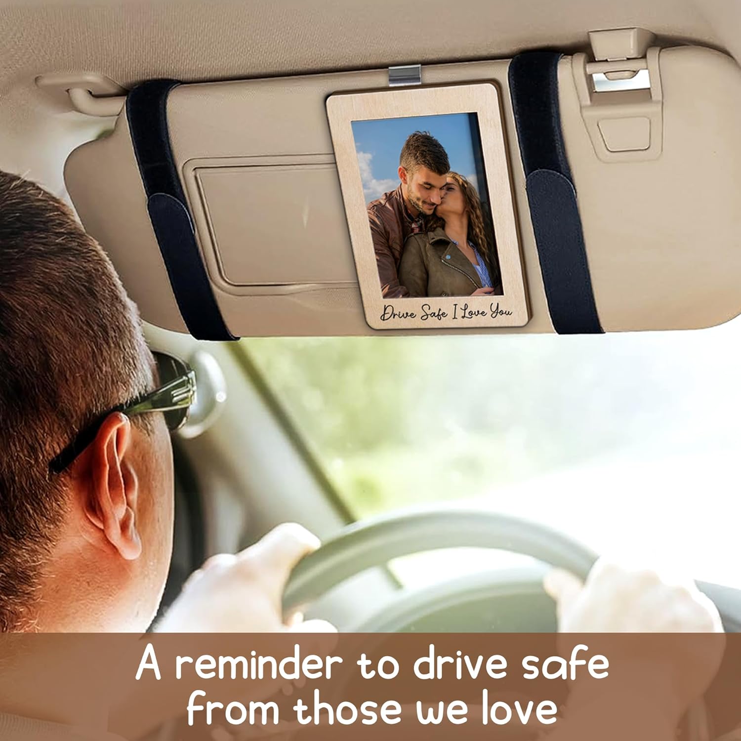 Drive Safe Papa Visor Clip Picture Frame For Car Fathers Day Daddy Token - Custom Car Visor Clip Photo Frame Fathers Day Sweet Papa Keepsake - Touching Gift For Dad Reminding Dad of Our Endless Love - Image 3