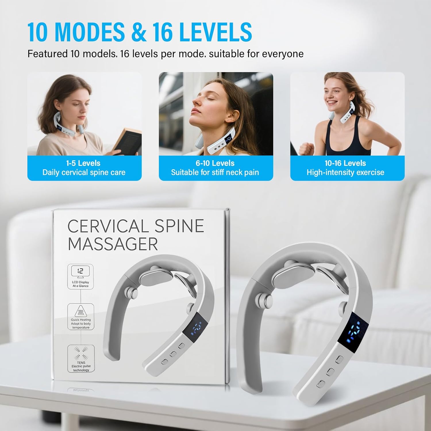 HAPIPET Neck Massager with Heat, Multiple Mode Adjustment, Portable and Suitable for Travel and Home - Image 3