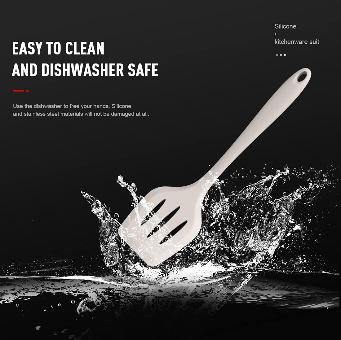 AOTHOD Silicone Cooking Utensils Set - 446°F Heat Resistant Kitchen Utensils,Turner Tongs,Spatula,Spoon,Brush,Whisk,Kitchen Utensil Gadgets Tools Set for Nonstick Cookware,Dishwasher Safe (BPA Free) - Image 3