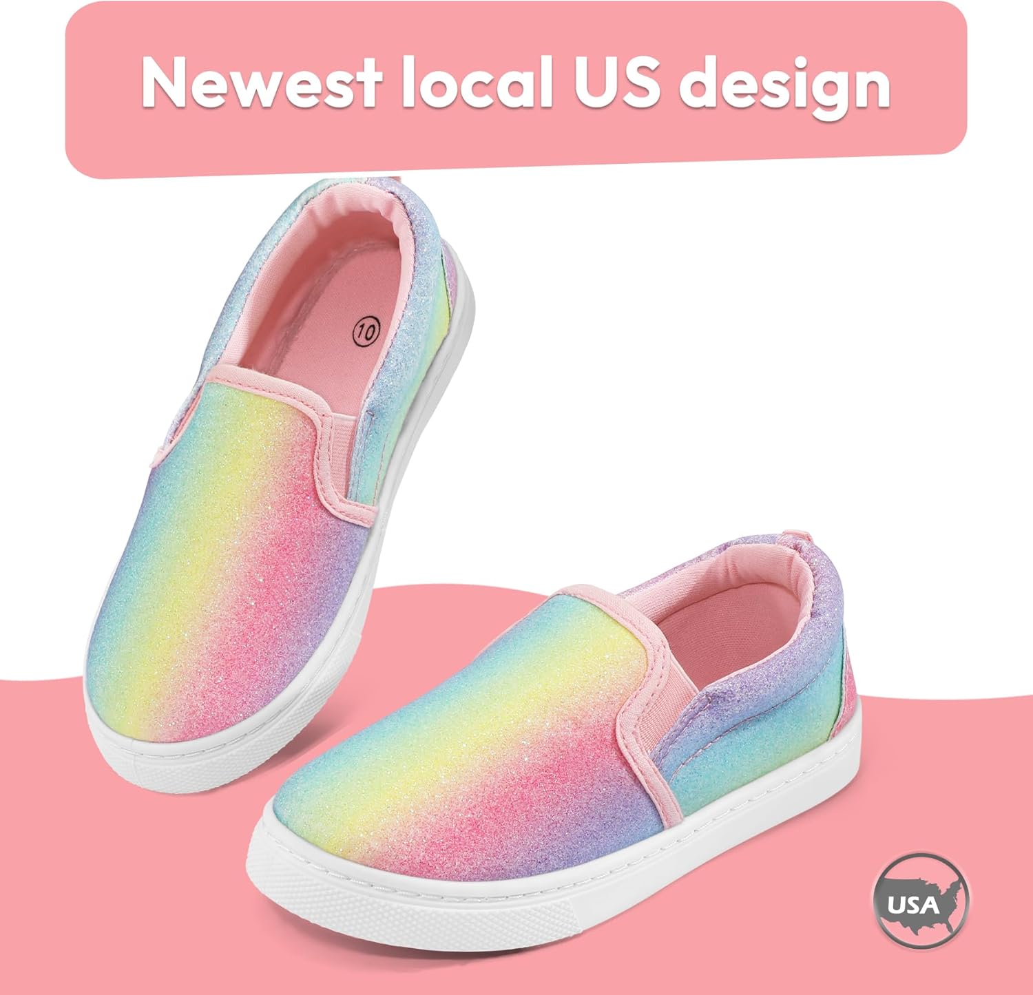 K KomForme Toddler Girls Boys Shoes Little Kids Slip on Canvas Sneakers for Running/Walking - Image 3