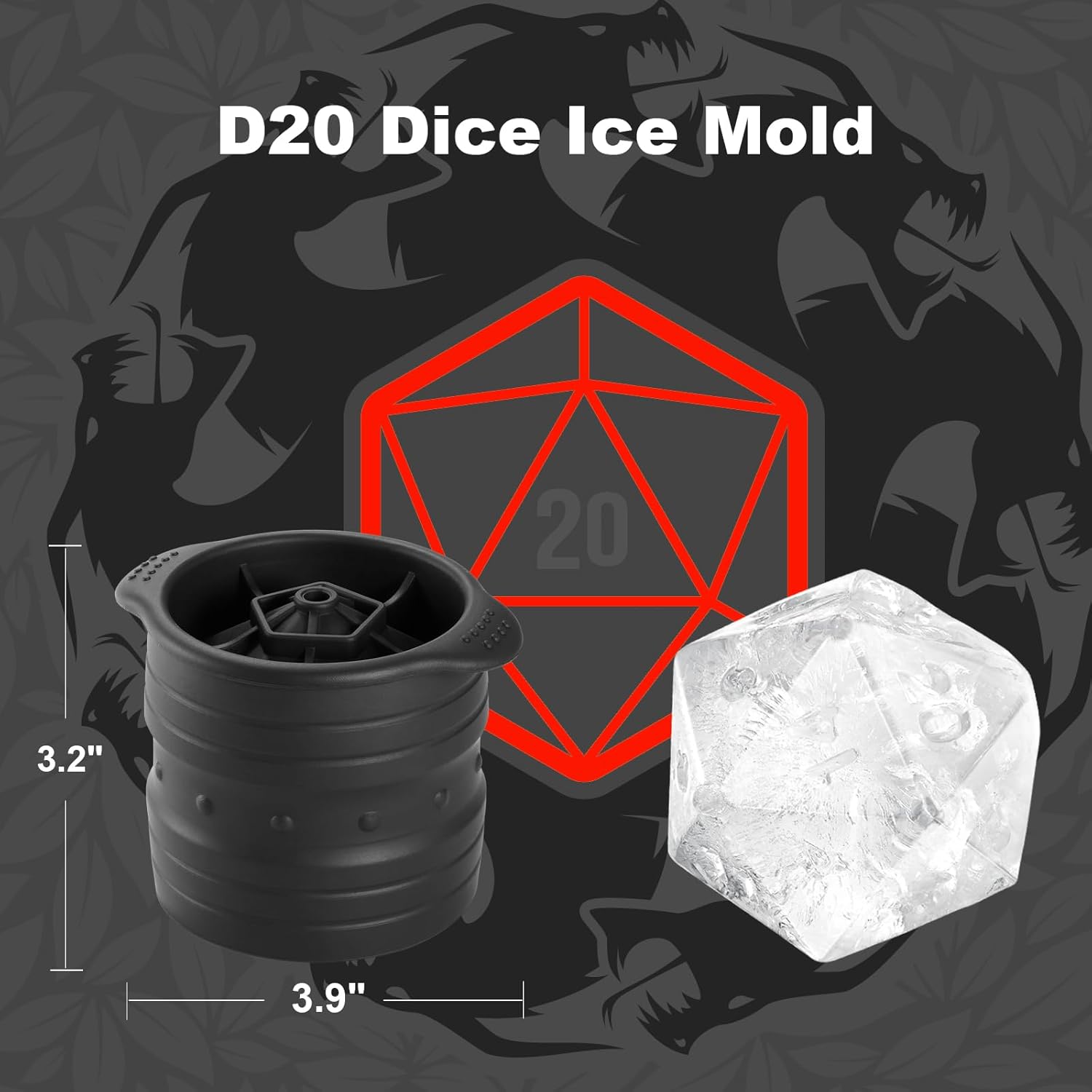 D20 Dice Ice Mold, DND Gamer Gifts for Men Women, Cool Christmas Stocking Stuffers Ideas for Adults TRGP Lover, Large Silicone D&D Accessories Ice Cube Tray for Cocktails,Bourbon,Whiskey,Game - Image 3