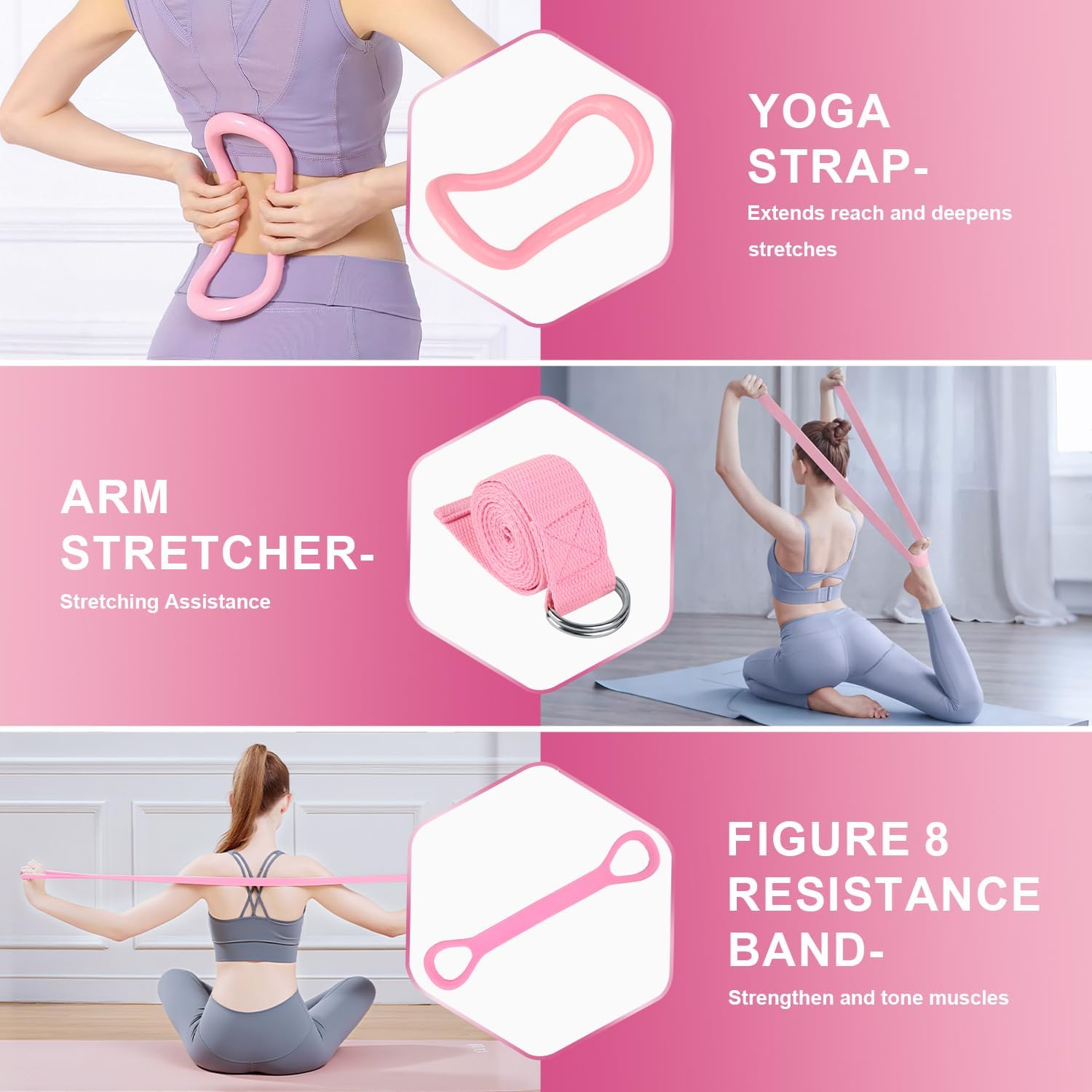 Home Pilates Essentials Kit for Women - Complete Set with 9" Yoga Ball, Figure 8 Resistance Band, Pilates Bands, Accessories, and Pilates Ring - Perfect for Beginners Home Workouts - Image 8