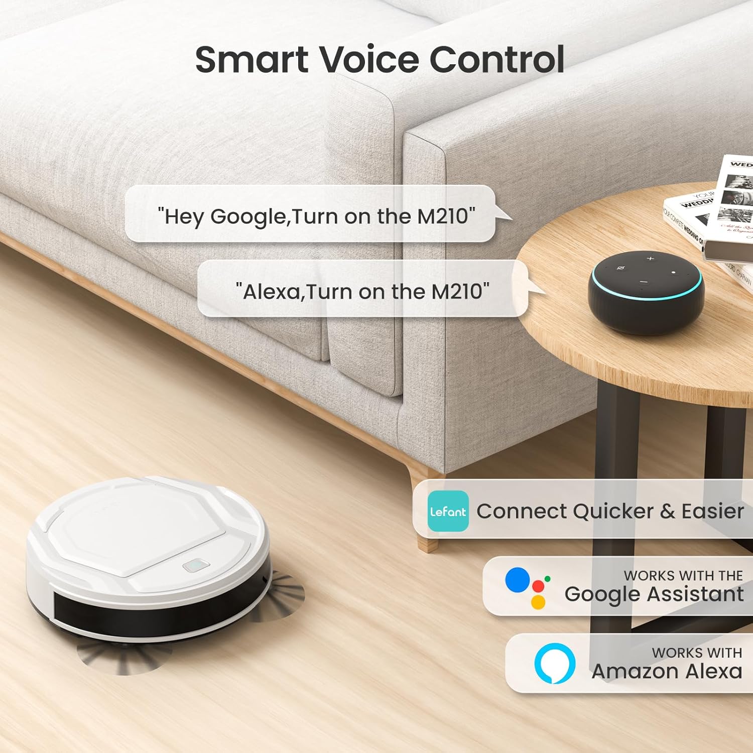 Lefant Robot Vacuum Cleaner, Strong Suction, 120 Mins Runtime, Slim, Low Noise, Automatic Self-Charging, Wi-Fi/App/Alexa Control, Ideal for Pet Hair Hard Floor and Daily Cleaning, M210 - Image 7
