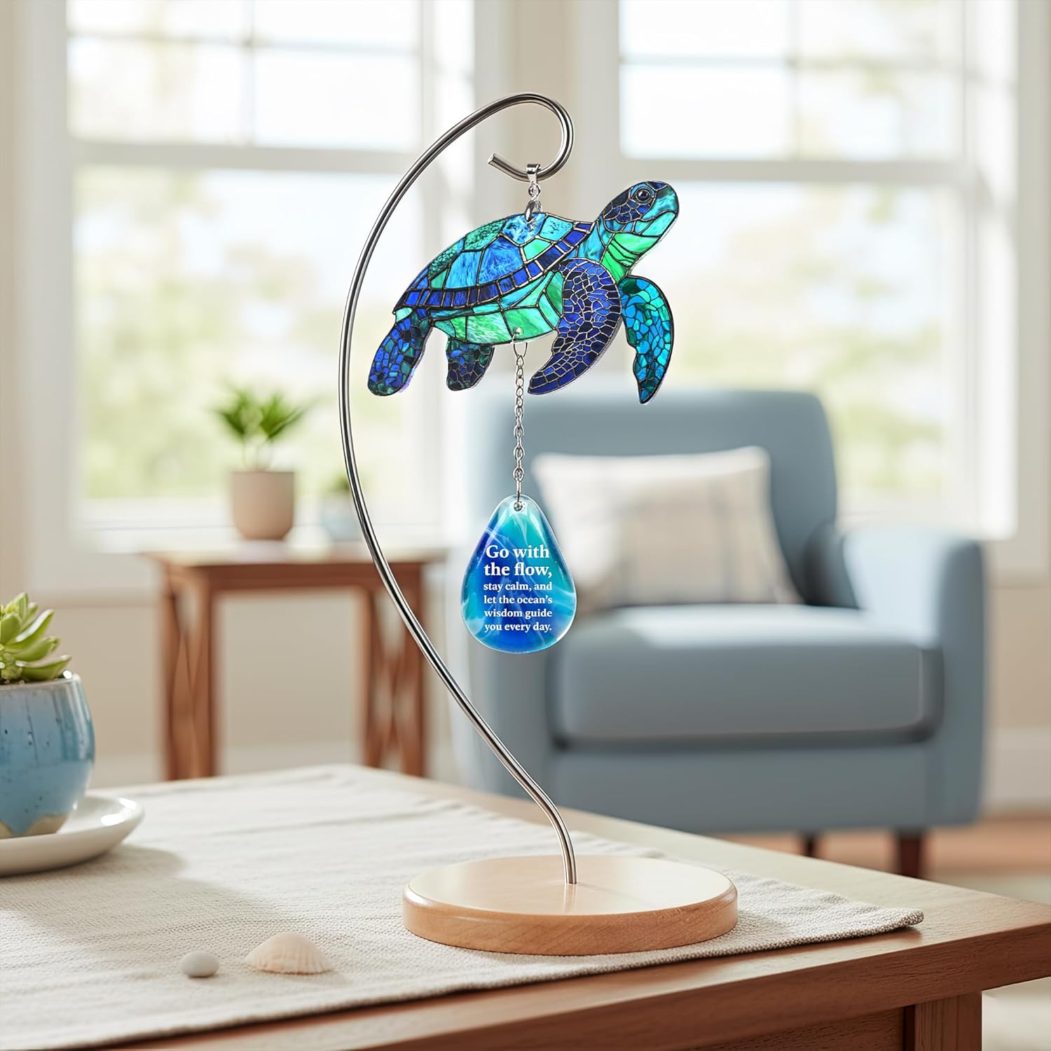 Sea Turtle Acrylic Suncatcher Ornament Hanging Display Stand for Table Top Decor, Sea Turtle Gifts for Women, Beach Gifts for Women, Christmas Stocking Stuffers Ideas (Display Stand) - Image 8