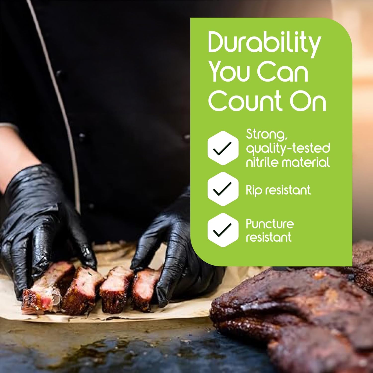Inspire Black Nitrile Disposable Gloves | 4.5 Nitrile Disposable Safety Medical Cooking Cleaning Gloves - Image 3