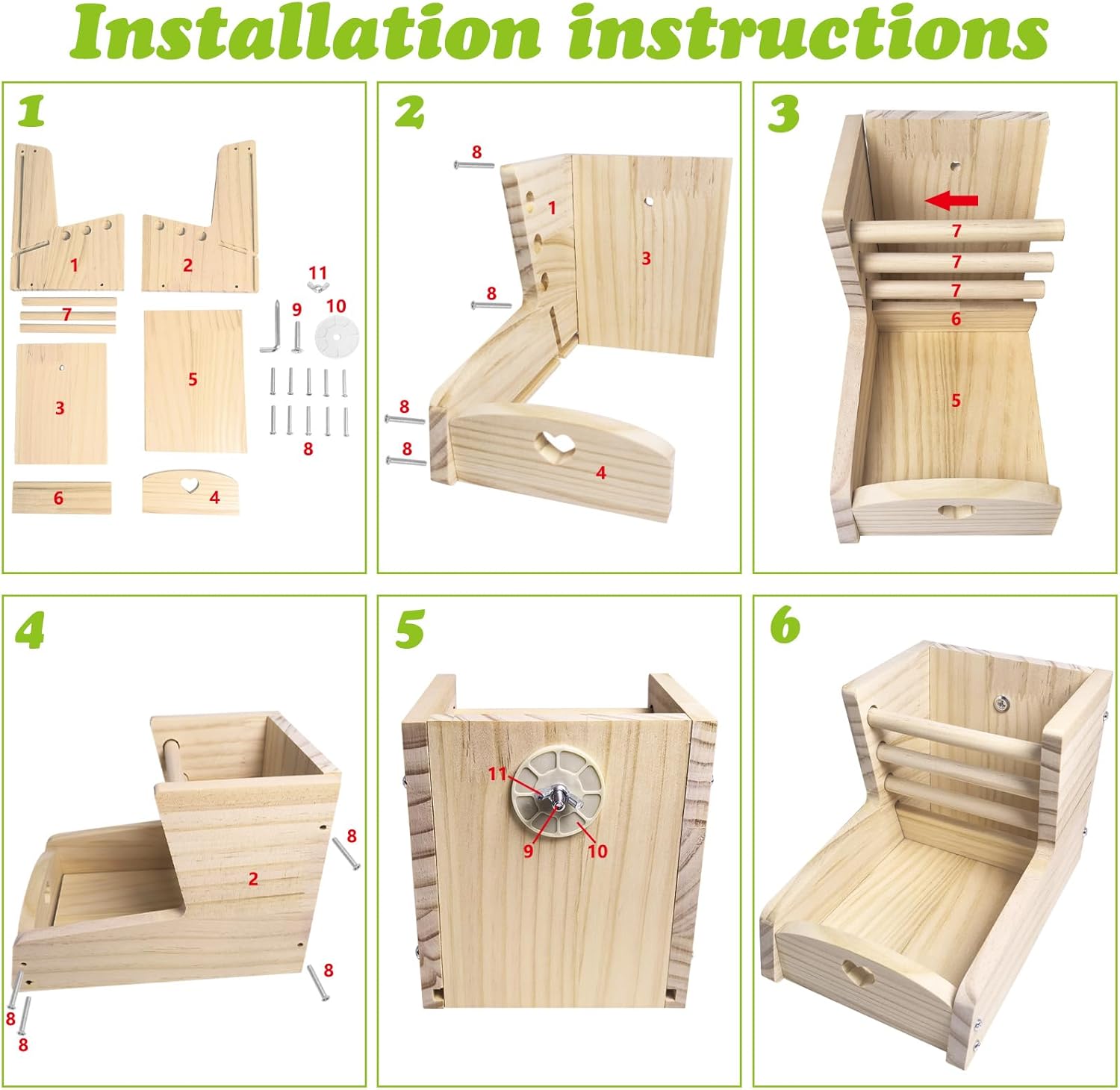 Hamiledyi Small Rabbit Hay Feeder with Wooden Food Feeding Manger Bunny Hay Dispenser Small Animals Grass Holder for Guinea Pig Hamsters Bunny Chinchilla(Style A) - Image 3