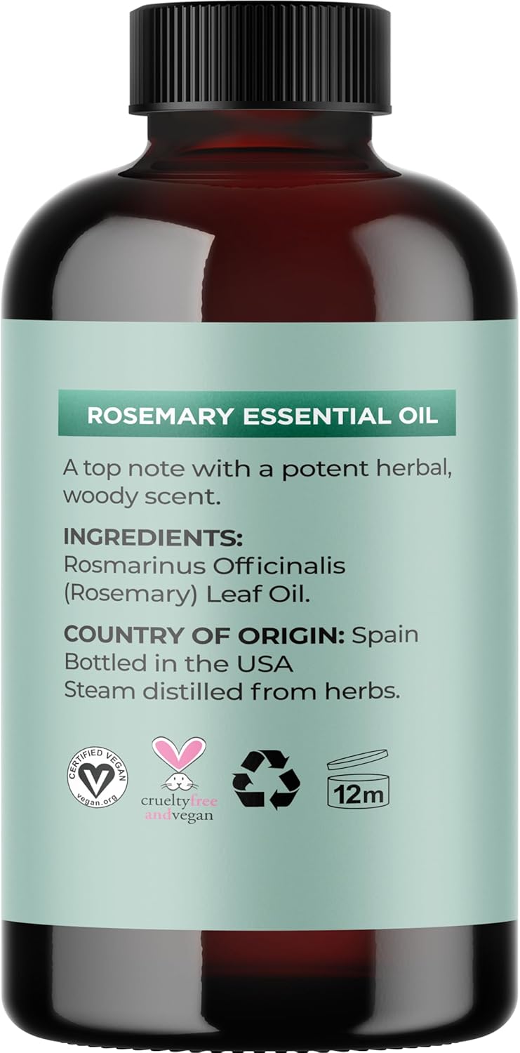 Pure Rosemary Essential Oil with Dropper - Undiluted Rosemary Oil for Hair Skin and Nails and Refreshing Aromatherapy Oil for Diffusers - Rosemary Essential Oil for Cleansing Dry Scalp Care 4oz - Image 5