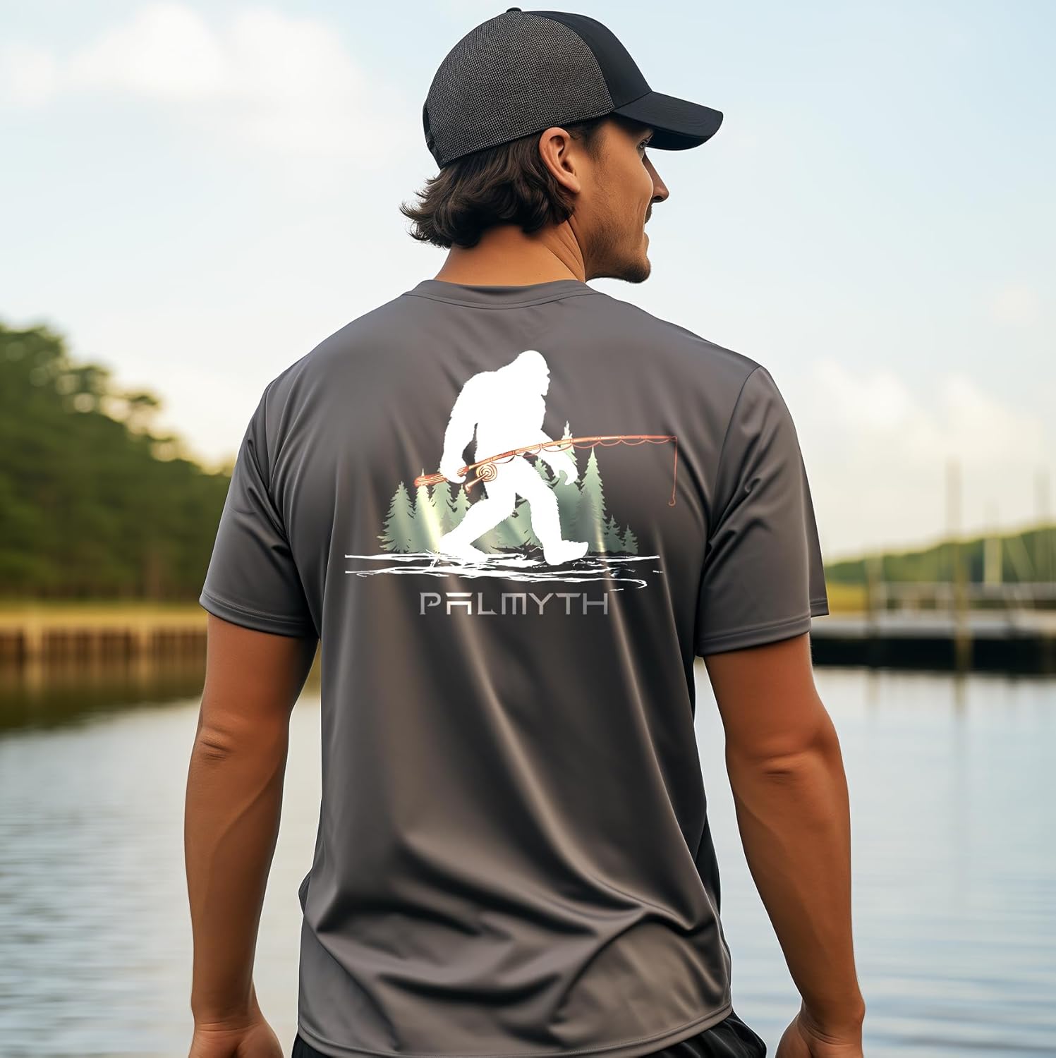 Palmyth Men's Fishing Shirt Short Sleeve Sun Protection UV UPF 50+ SPF T-Shirt - Image 3