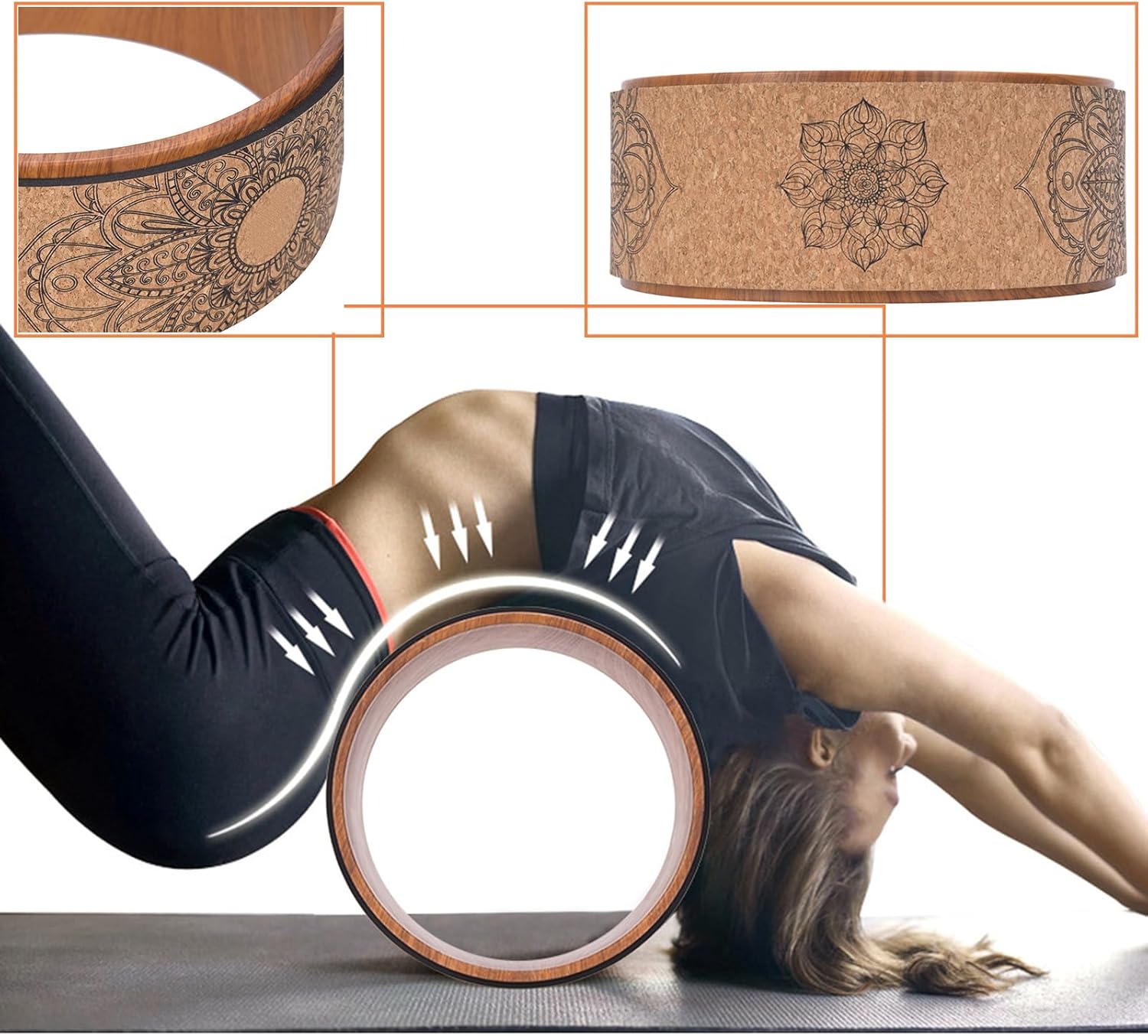 High Density PU Rubber Yoga Wheel for Stretching and Flexibility to Help Back Aches and Tension, Tear, Flexible Roller Designed, Extend Premium Back Roller - Image 9