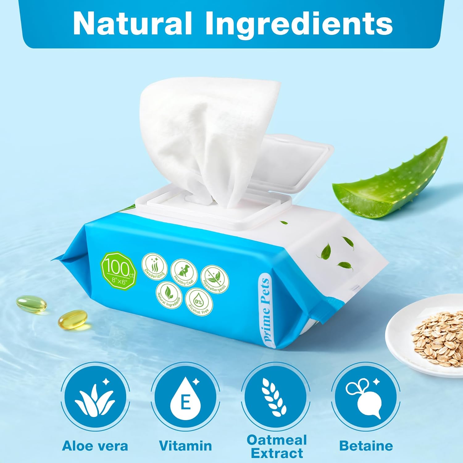 Prime Pets Dog Wipes for Paws and Butt, 600 Count, Pet Wipes for Dogs & Cats, 100% Fragrance Free, Deodorizing Puppy Wipes for Cleaning Face Eyes Ears Paws Teeth Body - Image 2