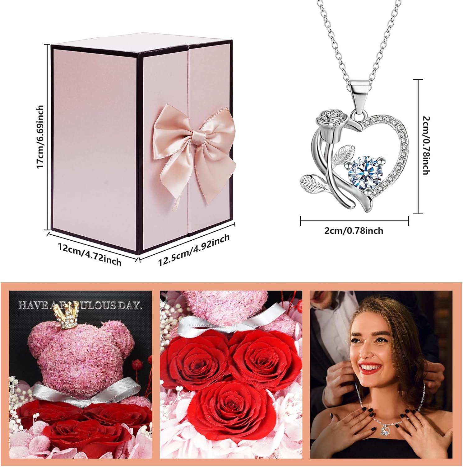 Suturun Preserved Roses Forever Flowers Gifts for Women,Eternal Preserved Rose with Necklace Romantic Gift for Her,Mom,Wife,Girlfriend on Birthday Anniversary - Image 3