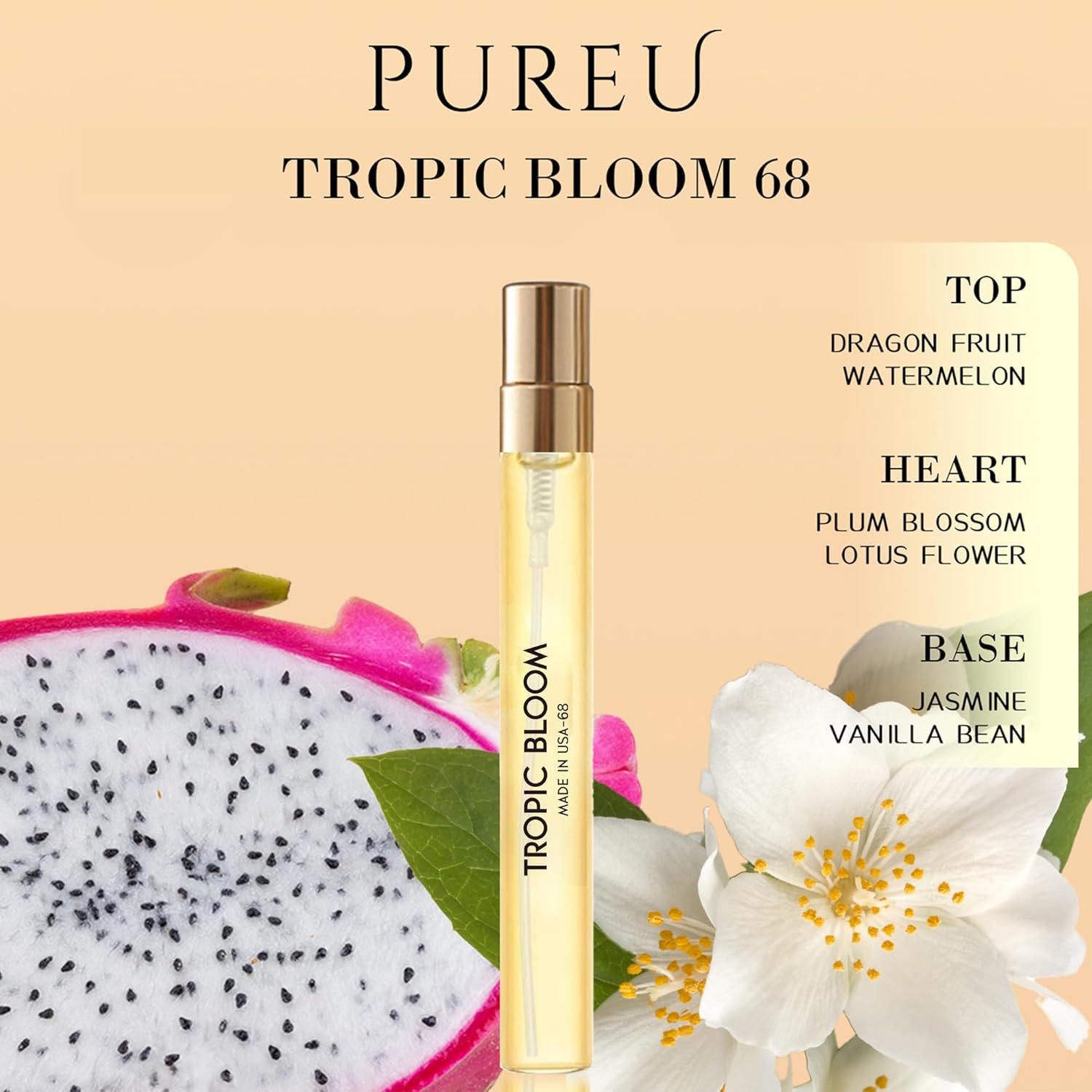 PUREU Pheromones Perfumes for Women & Men Amber Vanilla Jasmine Long Lasting Pheromone Perfume Oils Cologne for Men Wife Gift Ideas.Travel Size 0.4oz/12 mL-Tropic Bloom 68 - Image 3