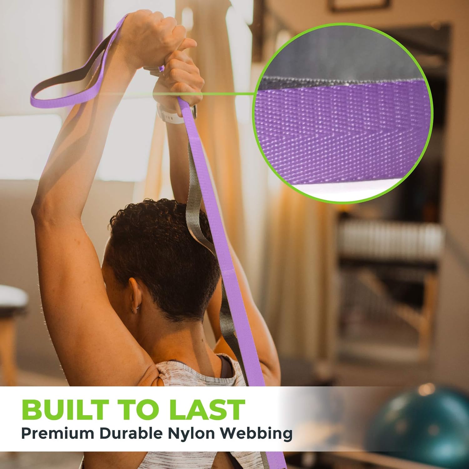 Gradient Fitness Stretching Strap for Physical Therapy, 12 Multi-Loop Stretch Strap 1" W x 8' L, Neoprene Handles, Physical Therapy Equipment, Yoga Straps for Stretching, Leg Stretcher. - Image 8