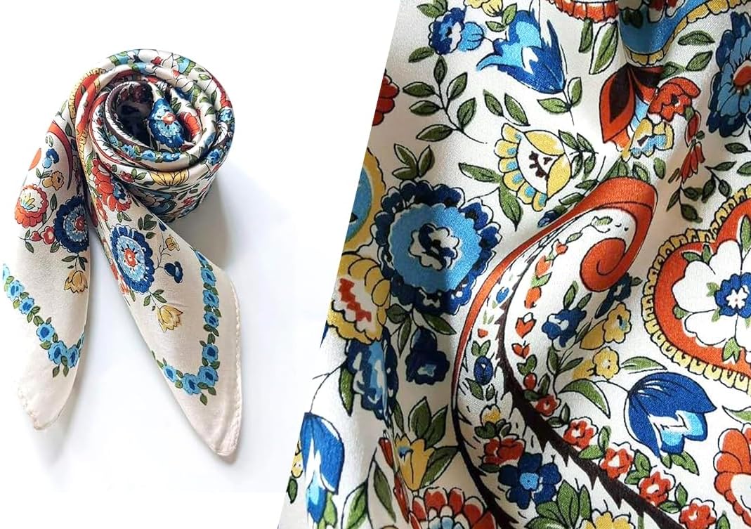 MEISEE Mulberry Silk Scarfs Women Small Square Scarf 21" x 21" Breathable Lightweight Neckerchief Headscarf - Image 3