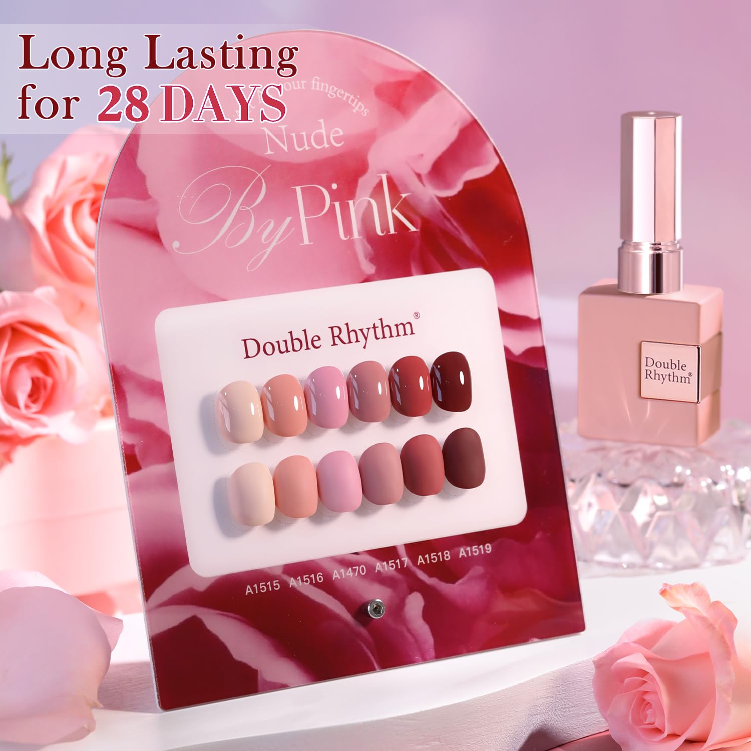 Double Rhythm 6 Pcs 15 ML Gel Polish Set Same Color Same Bottle Soak Off Gel Polish Kit Nail Art Manicure Salon DIY at Home for Women (Burgundy Red Nude Pink Purple Beige-T6-3) - Image 8