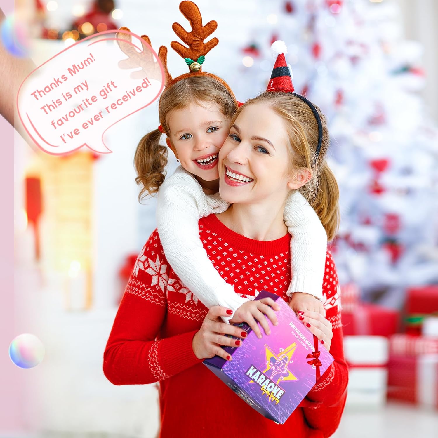 YLL Mini Karaoke Machine for Kids Adults, Portable Bluetooth Speaker with 2 Wireless Microphones, Trendy Birthday Gifts Toys for Girls Ages 3, 4, 5, 6, 7, 8, 9, 10+ Years Old Home Family Party (P-ink) - Image 2