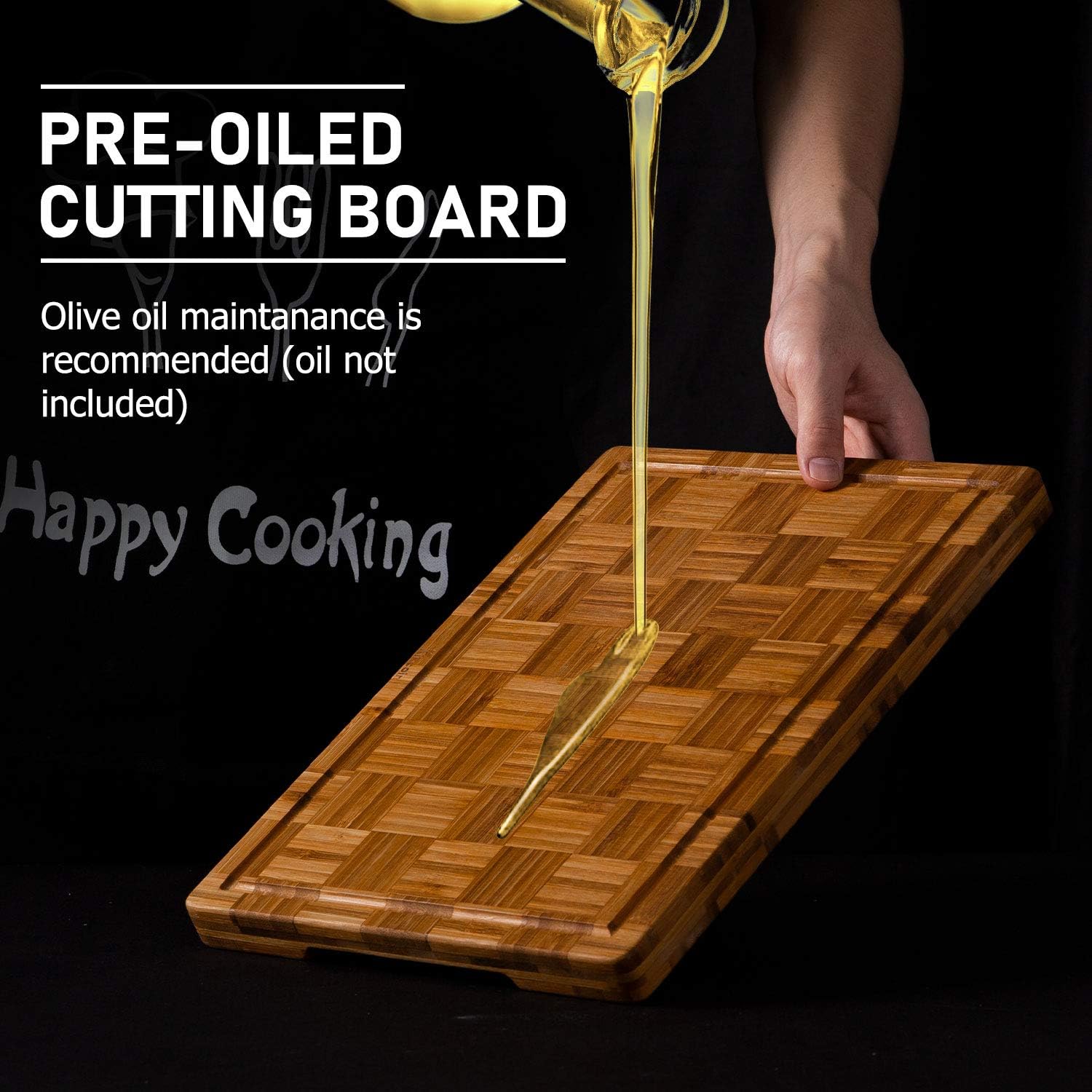 Kikcoin Extra Large Bamboo Cutting Boards, (Set of 3) Chopping Boards with Juice Groove Bamboo Wood Cutting Board Set Butcher Block for Kitchen, End Grain Serving Tray - Image 6