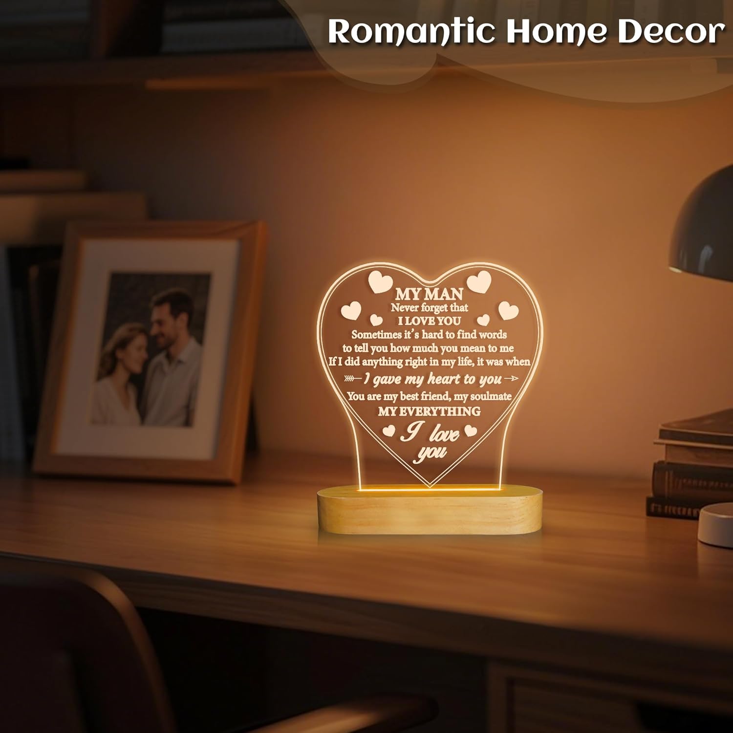Anywin Gifts for Him, I Love U to My Husband's Gifts with Warm Light for Home Decor, Gifts for Birthday, Xmas,Holidays, A Thankyou Gifts for Him Husband Boyfriend My Man - Image 5