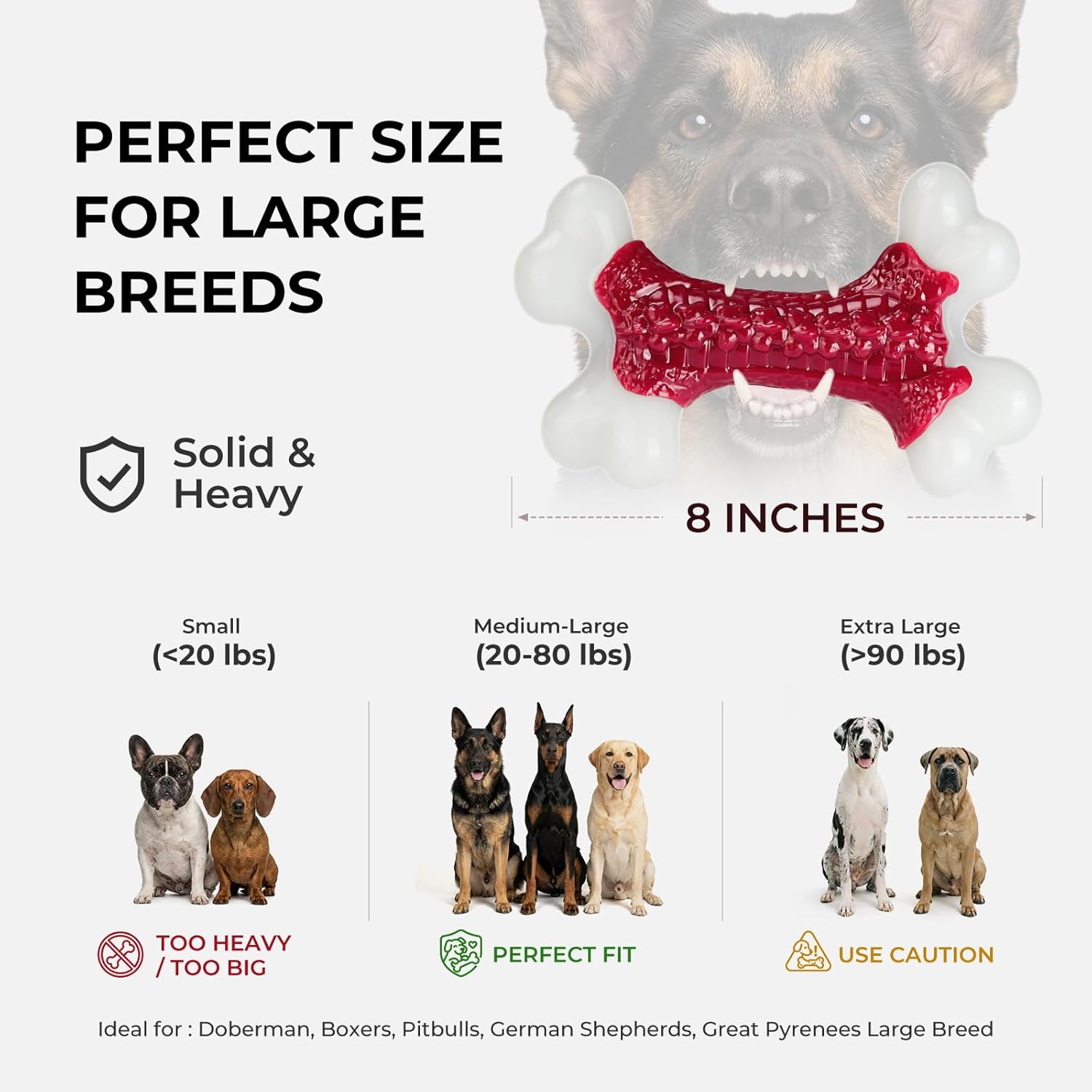 Kseroo Indestructible Dog Toys for Aggressive Chewers: Beef Flavored Hard Nylon Bone Chew Toys, Tough Dog Chew Toys for Large Dogs, Dog Toys to Keep Them Busy for Medium Large Breed (20-80 lbs), Red - Image 6