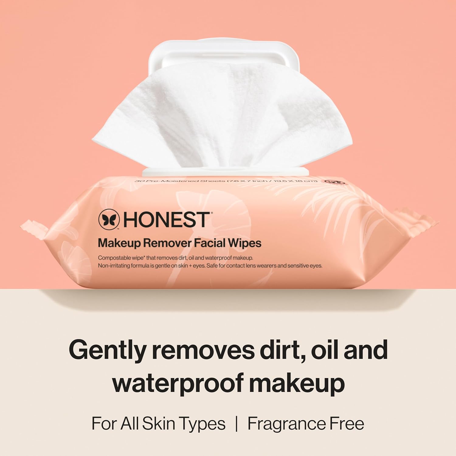 Honest Beauty Fragrance Free Cleansing Makeup Remover Facial Wipes | Plant Based, Hypoallergenic, Gentle for Sensitive Skin | 30 Count - Image 2