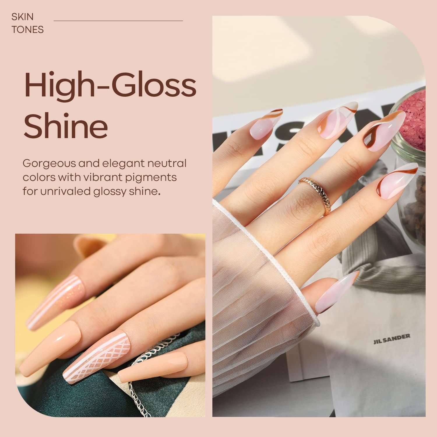 modelones Gel Nail Polish Kit -6 Colors Nude Pink Milky White Spring Gel Polish Set Skin Tones Neutral Brown Soak Off Gel Nail Kit Manicure DIY Nail Art Salon Home Gift - Image 6