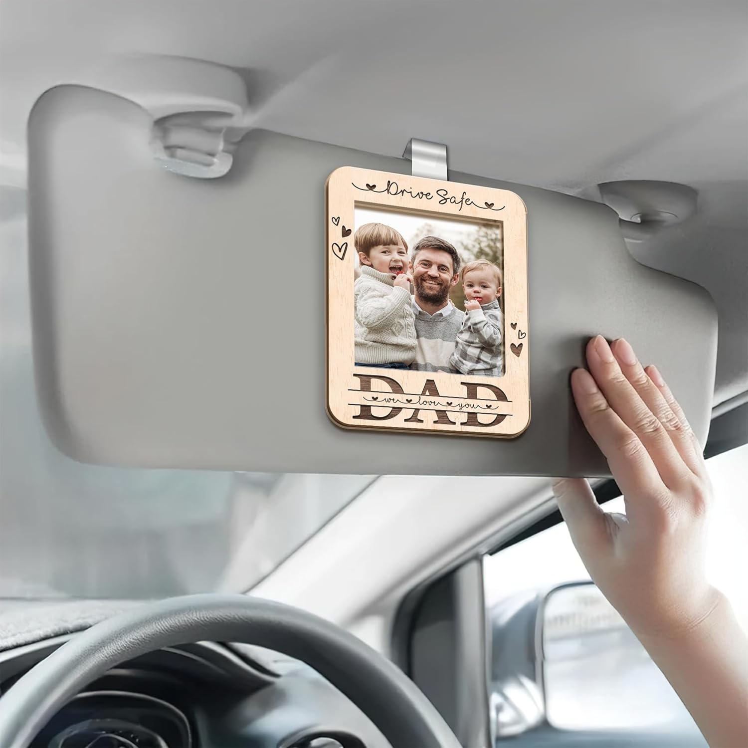 Hyturtle Car Picture Frame For Dad, Car Visor Photo Frame Accessories, Gift For Dad Car Accessories From Daughter, Son, Unique Valentines Gifts For Dad From Kids, Cute Decorations For Father - Image 4