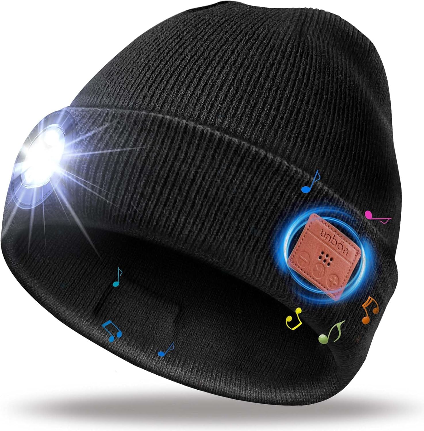 UNBON Bluetooth Beanie for Men, Bluetooth Beanie Hat with Light Headphones, Mens Birthday Gifts for Men Teen Boys Dad