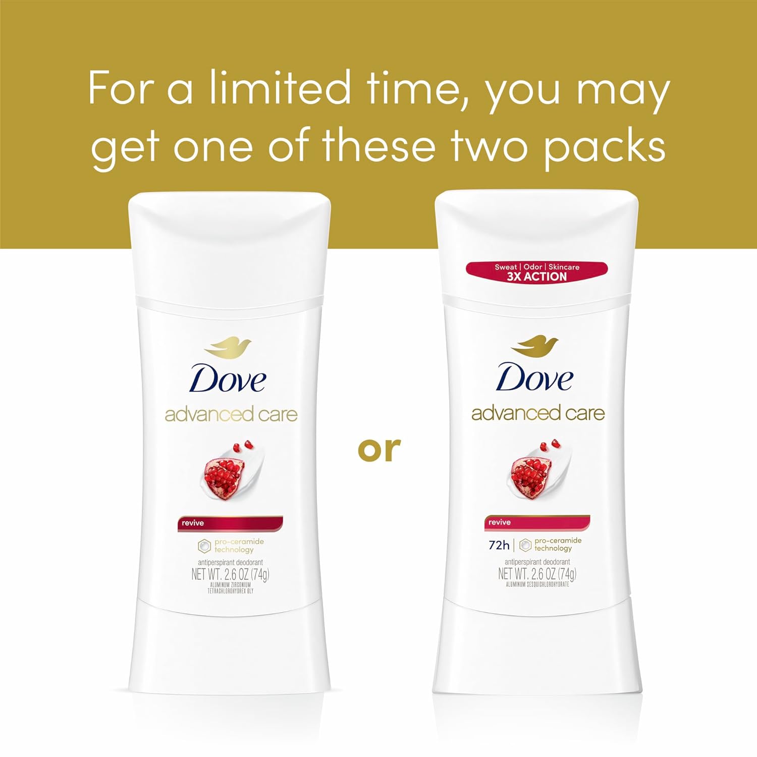 Dove Advanced Care Antiperspirant Deodorant for Women Twin Pack Revive 72 hour sweat and odor protection 2.6 oz (Packaging May Vary) - Image 3