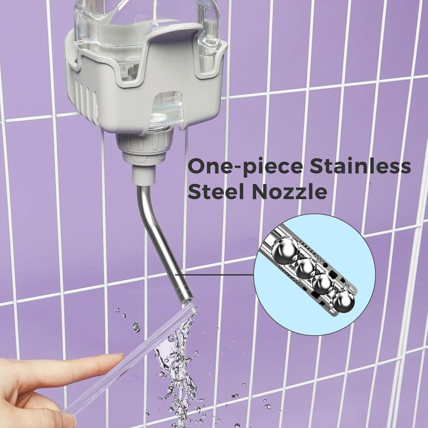 Vannon Small Animal Water Dispenser for Cage, 30oz Auto Feeding Crate Water Bottle for Rabbit, Chinchilla, Ferret, Guinea Pig, Squirrel, Hedgehog, Pet Nozzle Diameter: 10mm, BPA Free, Grey - Image 8