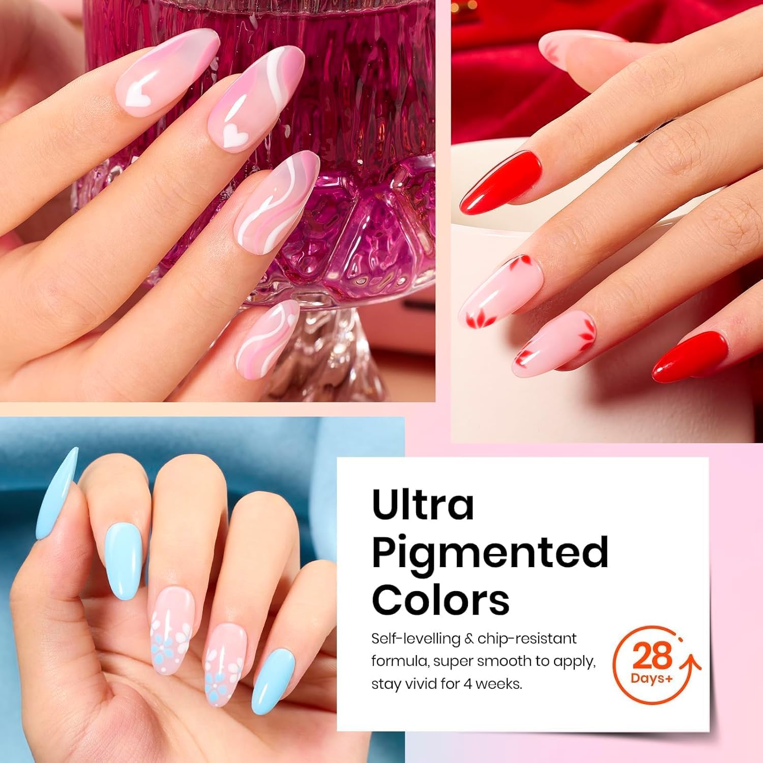 Beetles Summer Gel Polish Set - 20 Colors Red Green White Black Nude Summer Gel Nail Polish with Base Top Coat Trendy Colors Uv LED Lamp Salon DIY at Home Nails Gifts for Women Vibrant Subtle - Image 3