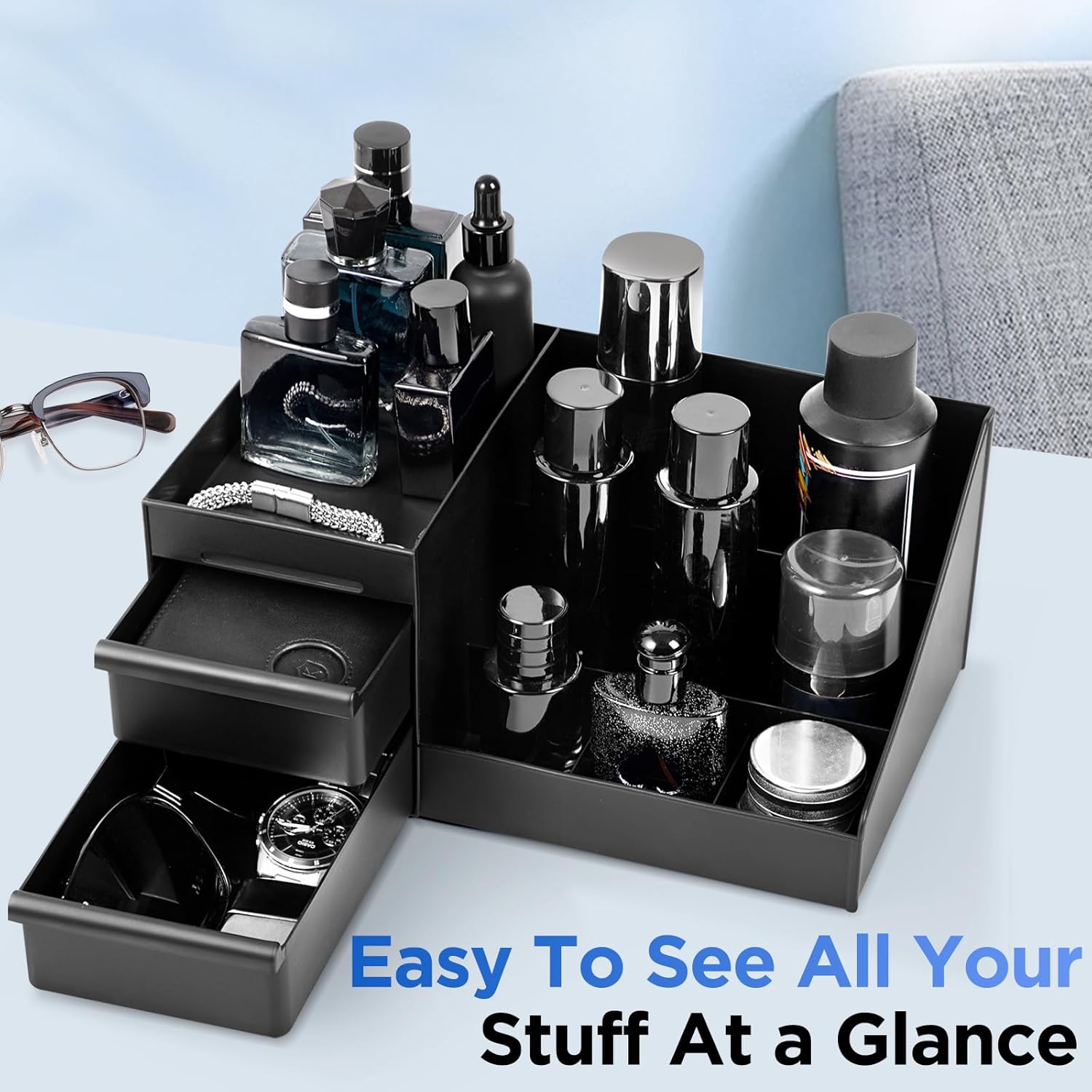 Mens Organizer,Perfume Organizer,Cologne Stand,Cologne Shelf,Perfume Stand,Bathroom Countertop Storage,Shelf for Bathroom Counter,Mens Dresser,Men Bedroom,Bathroom Organizers And Storage,Gifts For Men - Image 4