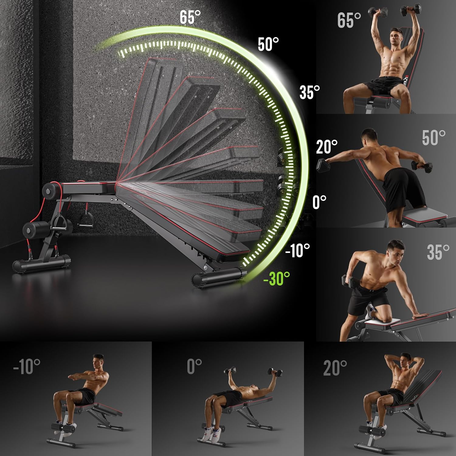 FitinOne Adjustable Folding Weight Bench for Home Gym, 660 lbs Capacity Multi-Functional Workout Bench Sturdy Durable for Full Body - Image 5